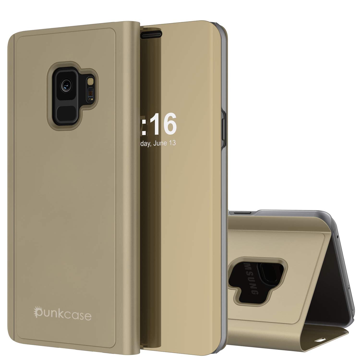 Punkcase S9  Reflector Case Protective Flip Cover [Gold]