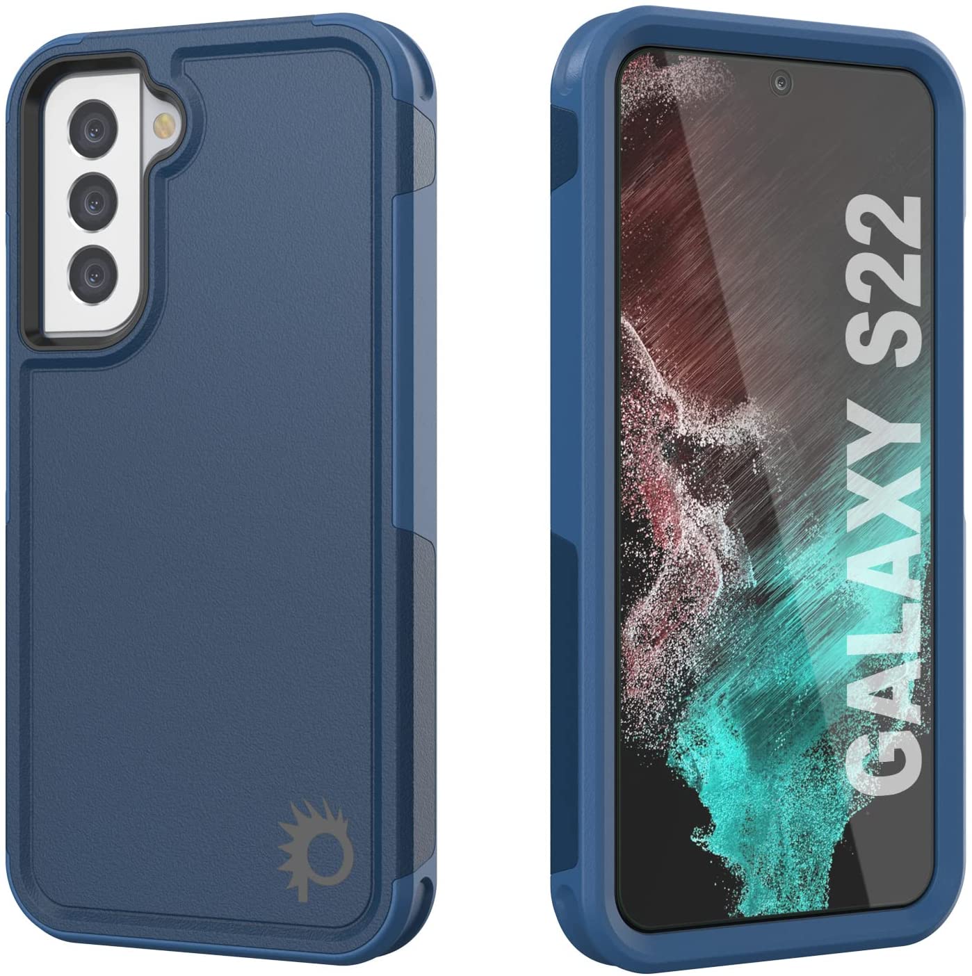 PunkCase Galaxy S22 Case, [Spartan 2.0 Series] Clear Rugged Heavy Duty Cover [Navy]