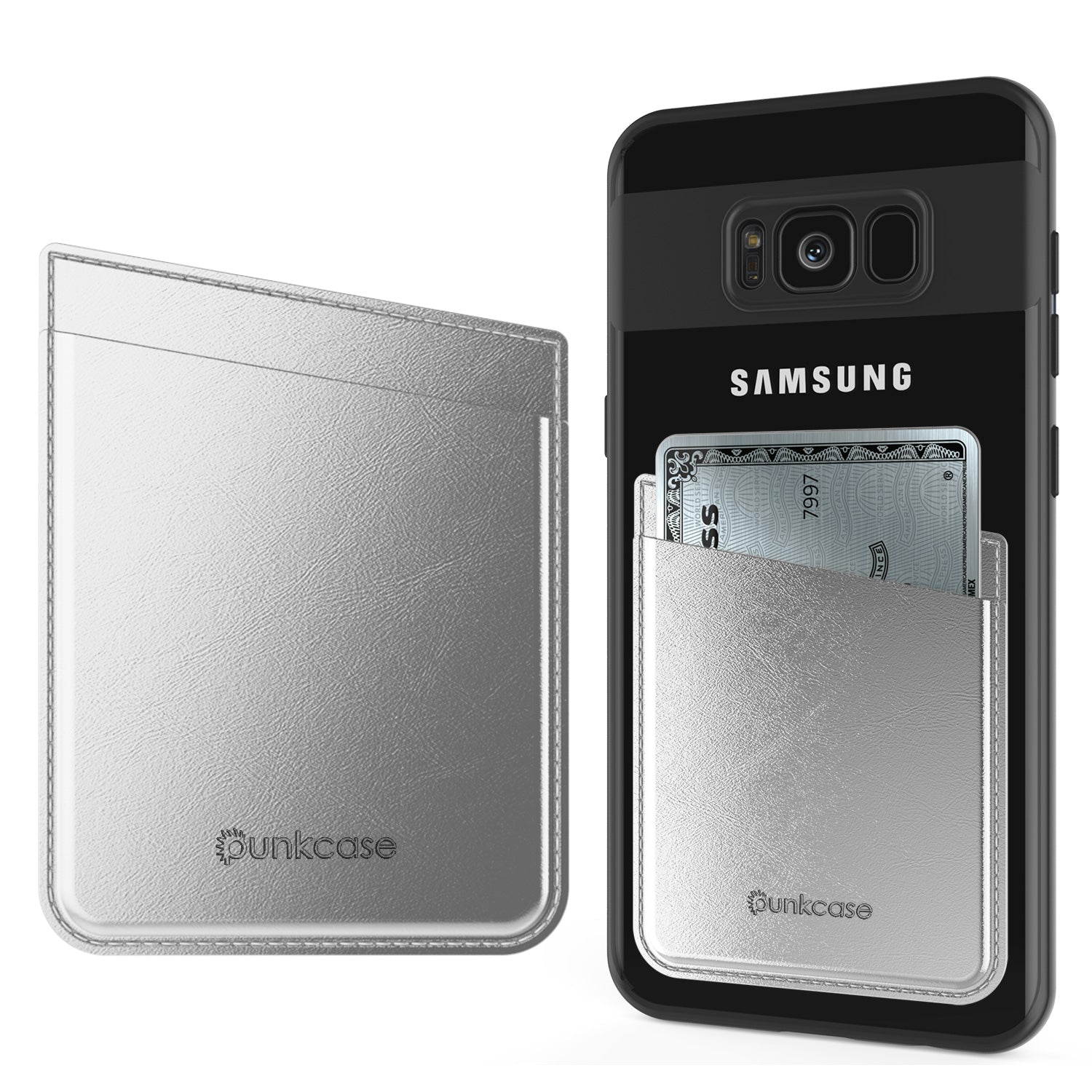 PunkCase CardStud Deluxe Stick On Wallet | Adhesive Card Holder Attachment for Back of iPhone, Android & More | Leather Pouch PunkCase CardStud Deluxe Stick On Wallet | Adhesive Card Holder Attachment for Back of iPhone, Android & More | Leather Pouch