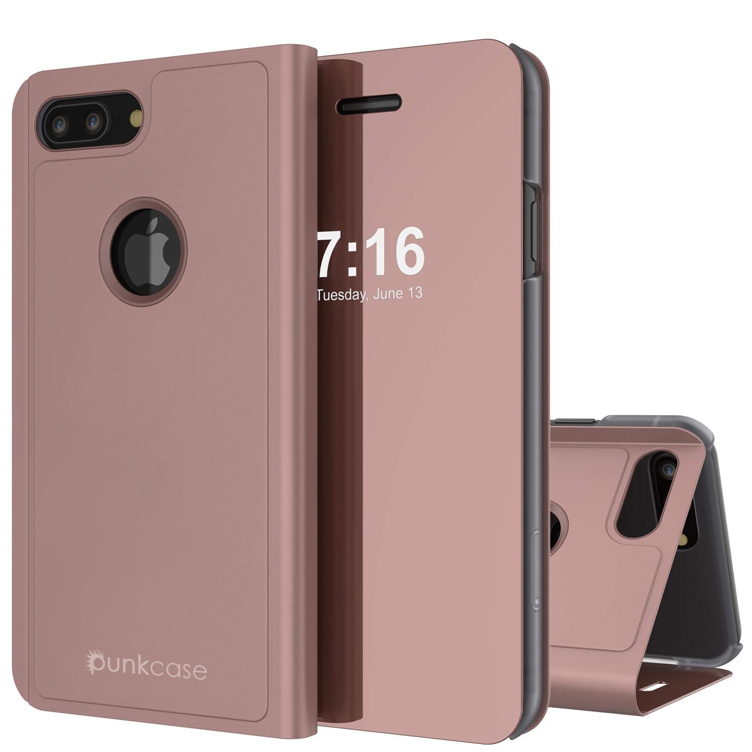 Punkcase iPhone 7+ Plus Reflector Case Protective Flip Cover [Rose]