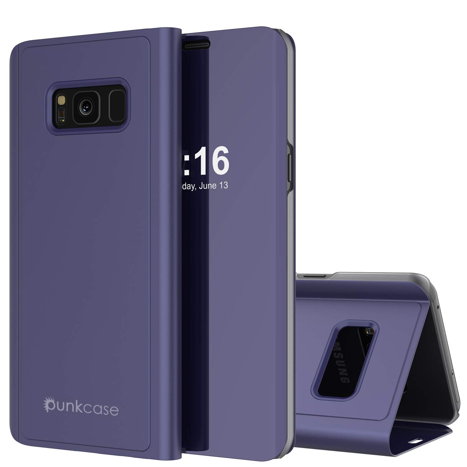 Punkcase S8 Plus Reflector Case Protective Flip Cover [Purple]