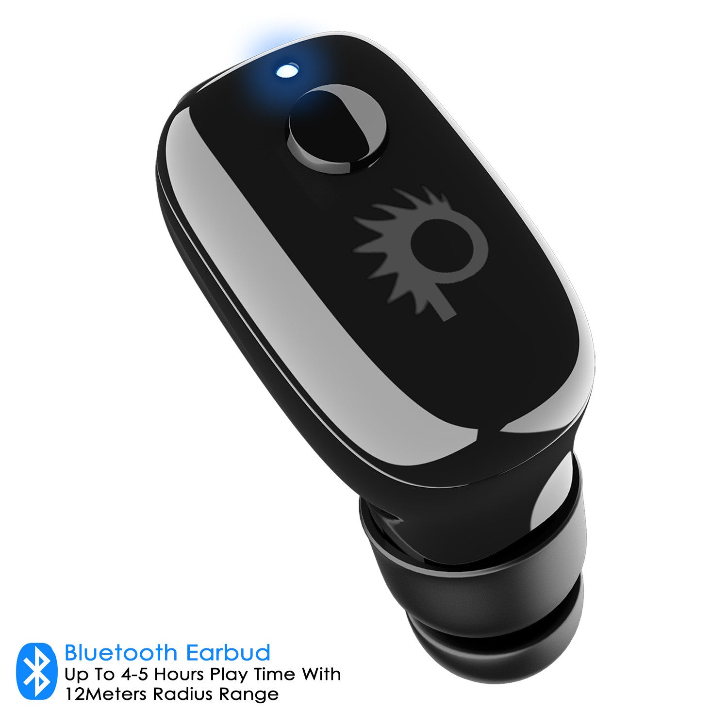 Punkcase EarStud Bluetooth Headphone, Wireless Waterproof Earbud Ultra Light & Comfortable Headset (jet black)