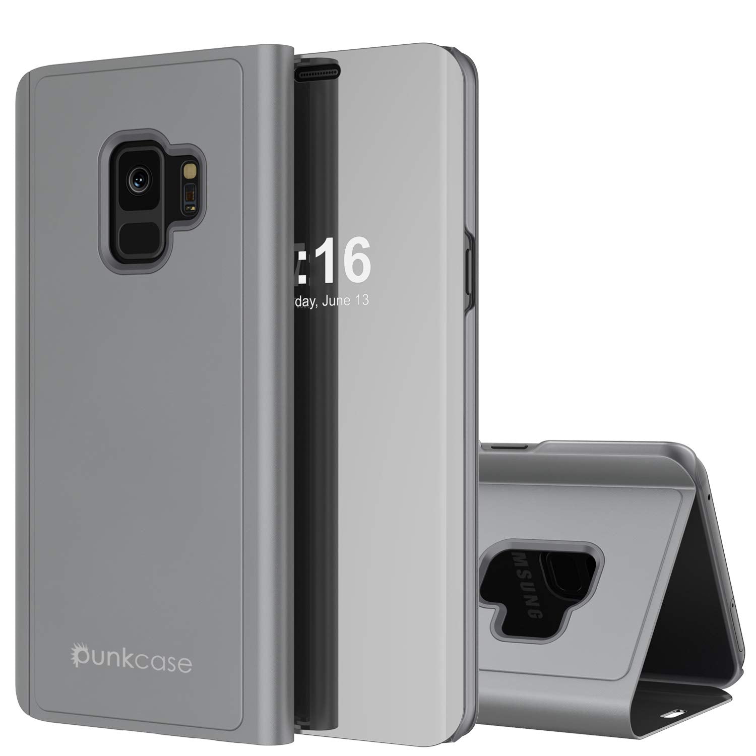 Punkcase S9  Reflector Case Protective Flip Cover [Silver]