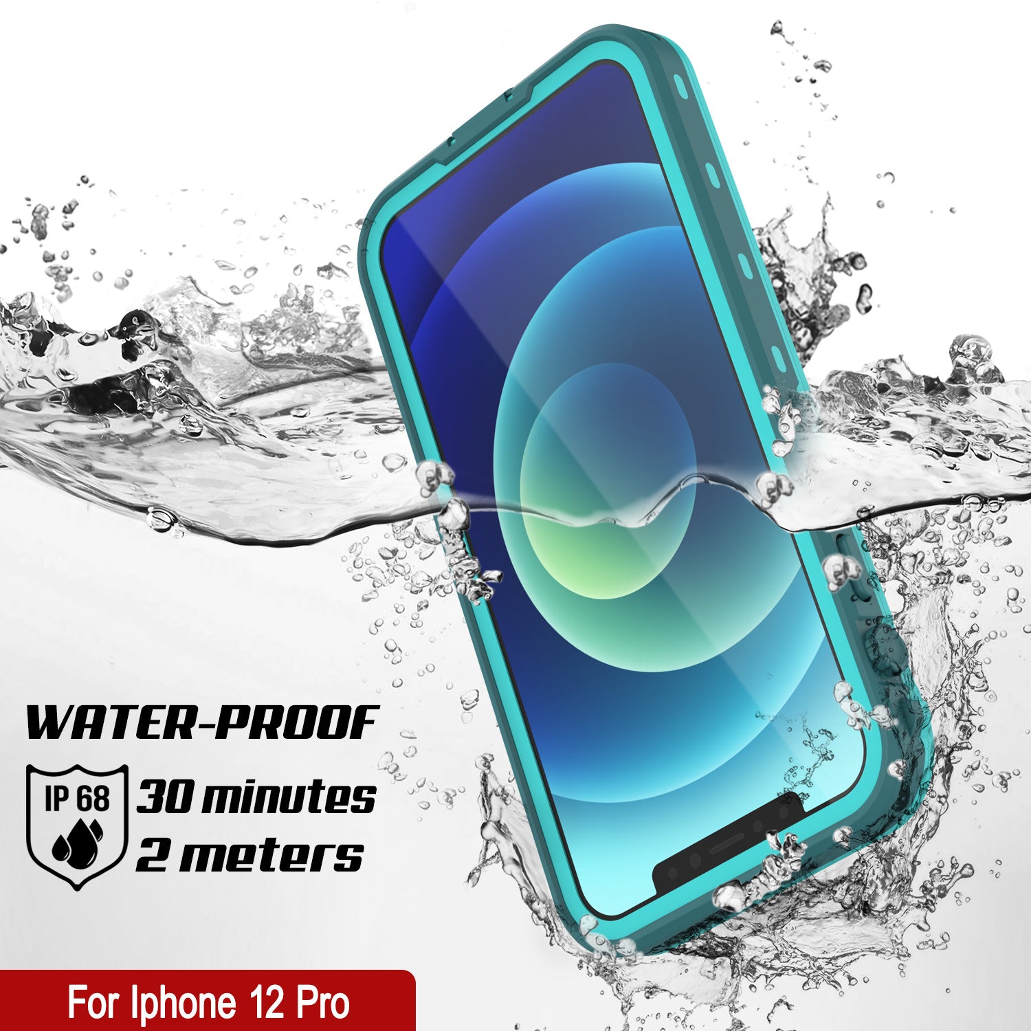 iPhone 12 Pro Waterproof Case, Punkcase [KickStud Series] Armor Cover [Teal]