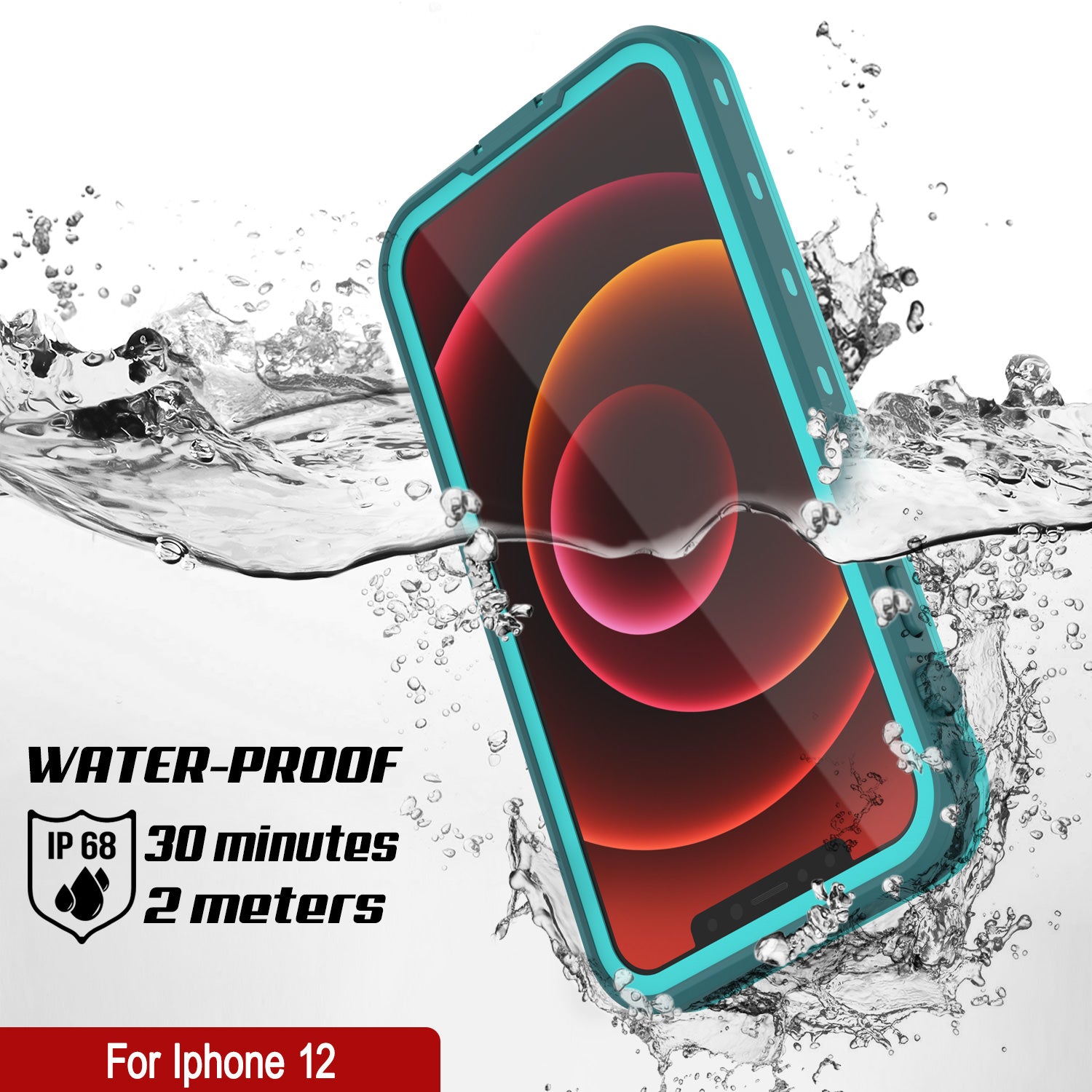 iPhone 12 Waterproof Case, Punkcase [KickStud Series] Armor Cover [Teal]