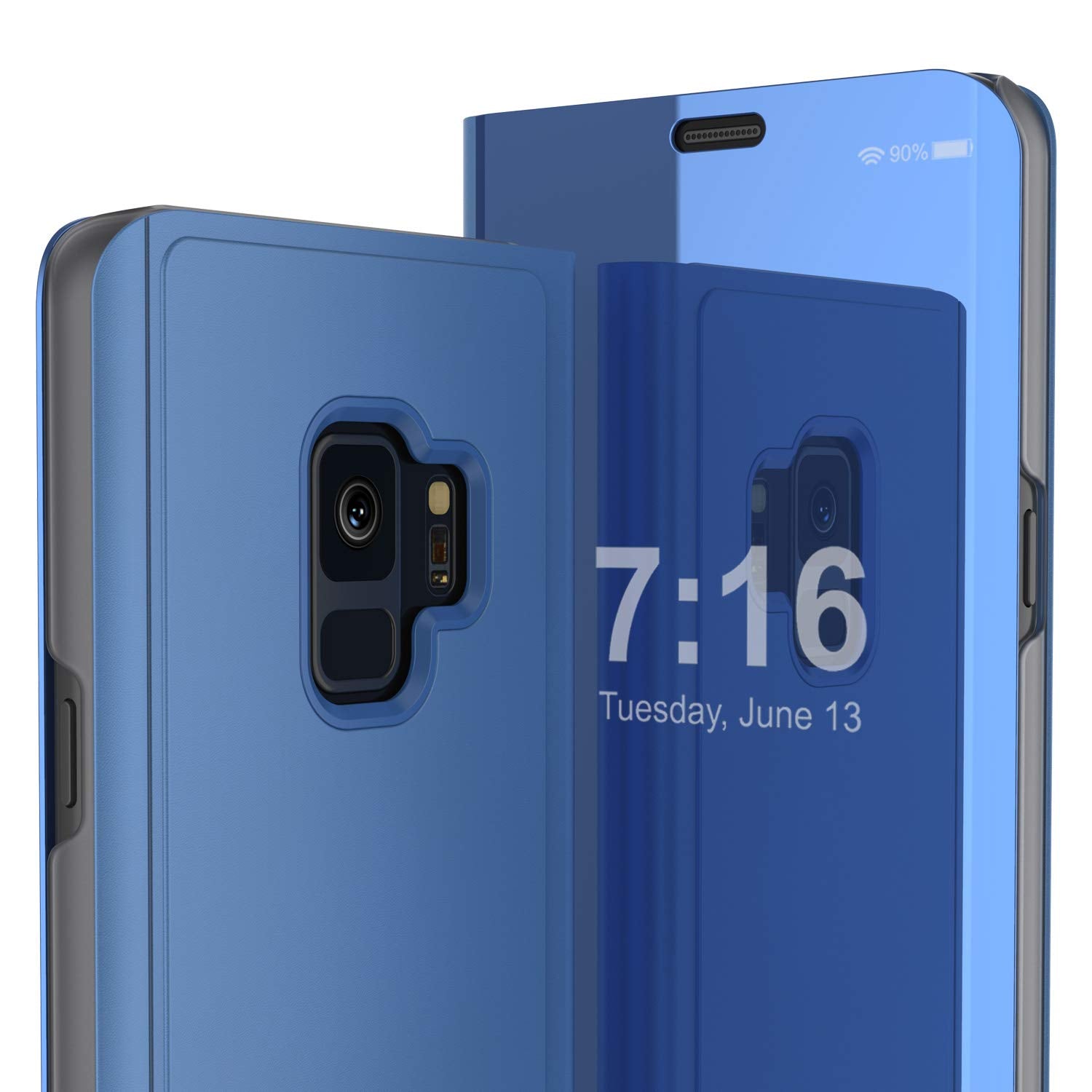 Punkcase S9  Reflector Case Protective Flip Cover [Blue]