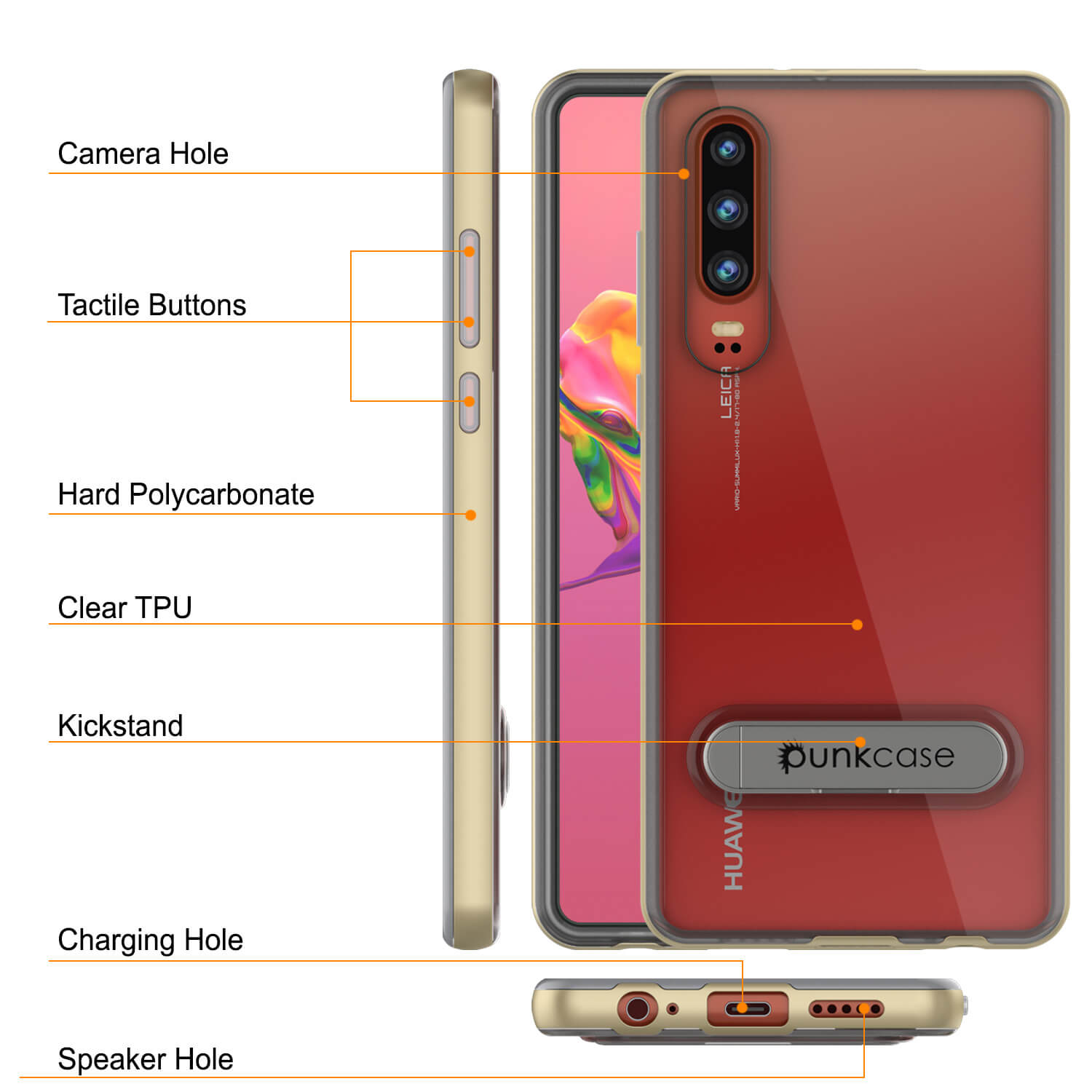 Punkcase P30 Pro Case [Lucid 3.0 Series] Armor Cover [Gold]