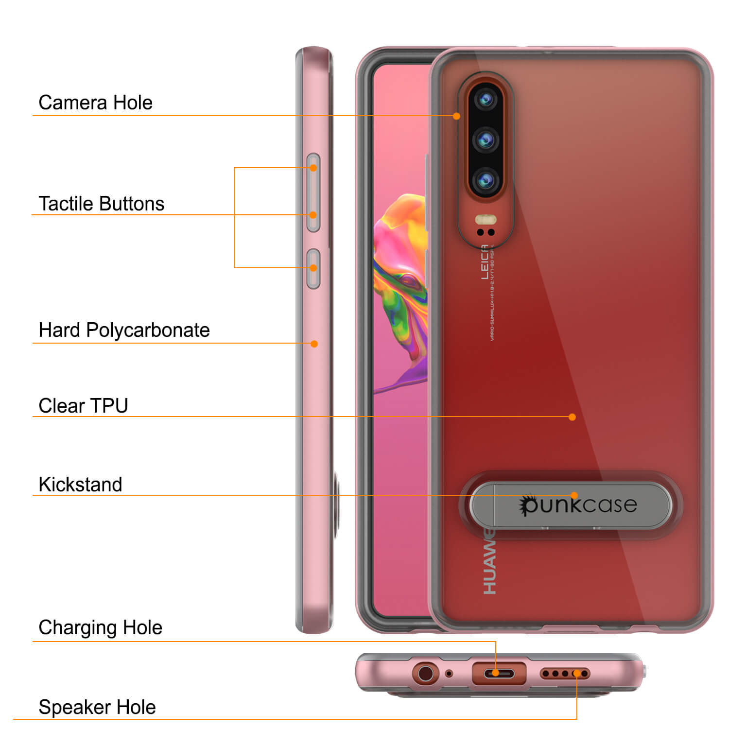 Punkcase P30 Lite Case [Lucid 3.0 Series] Armor Cover [Rose Gold]