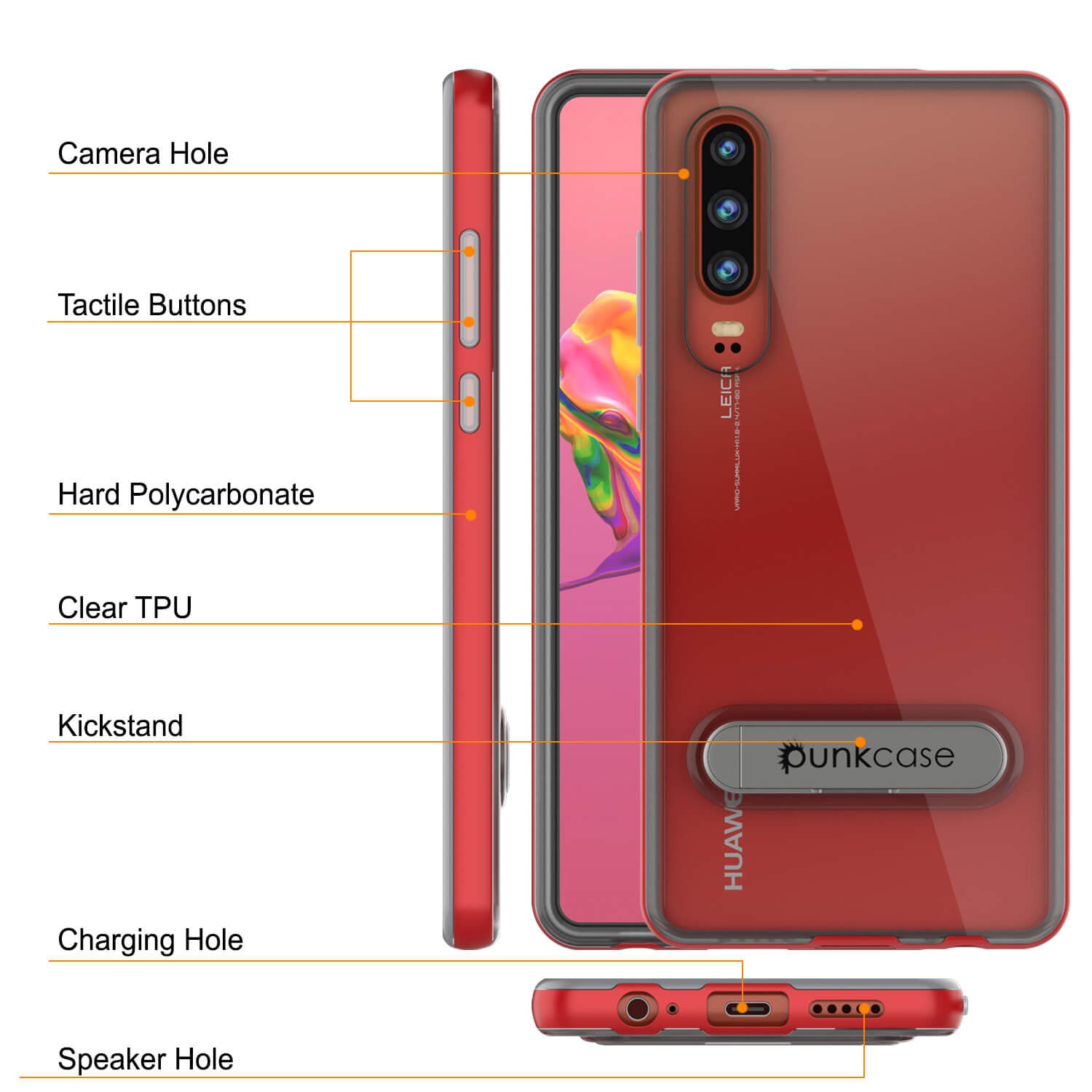 Punkcase P30 Pro Case [Lucid 3.0 Series] Armor Cover [Red]