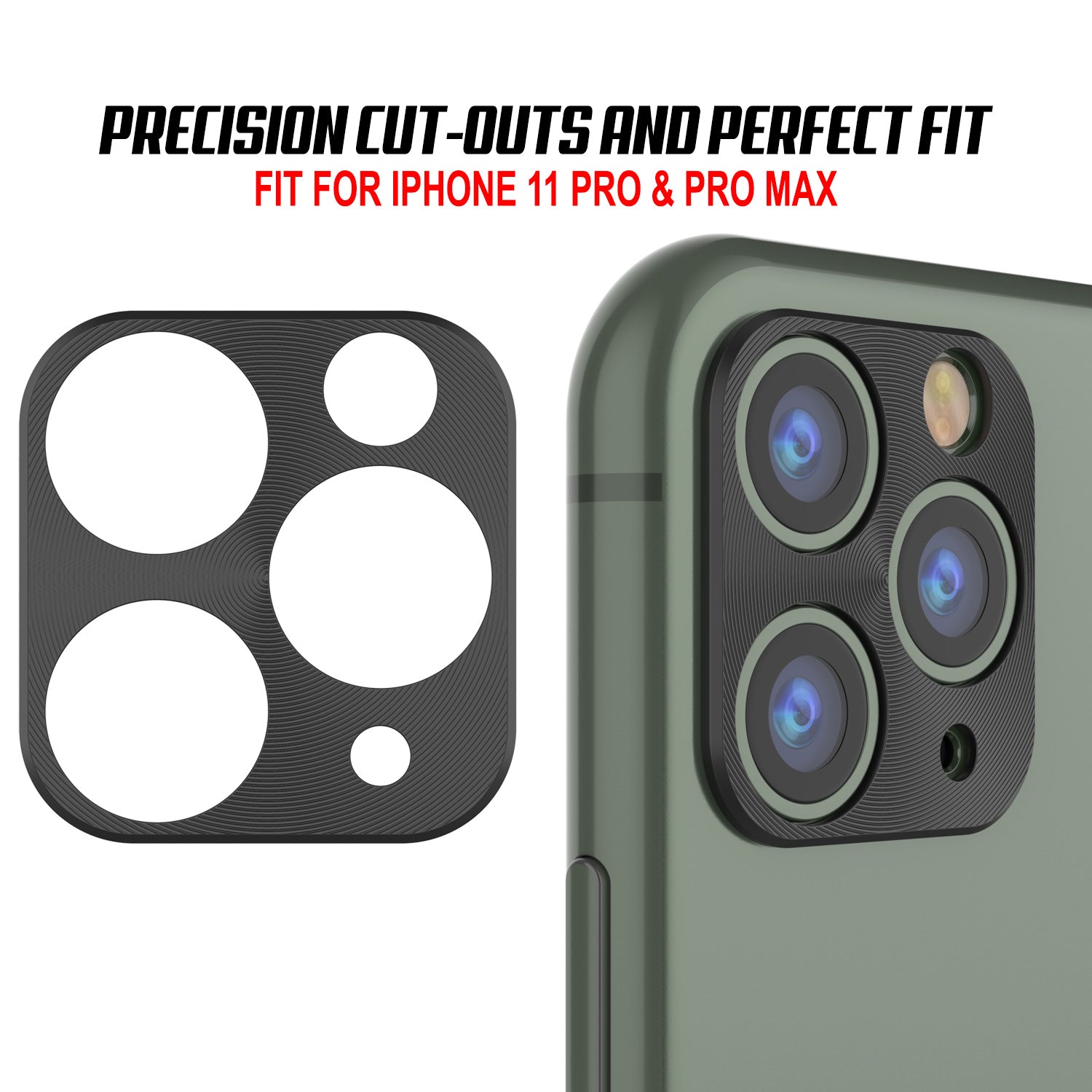 Punkcase iPhone 11 Pro Max Camera Protector Ring [Black]