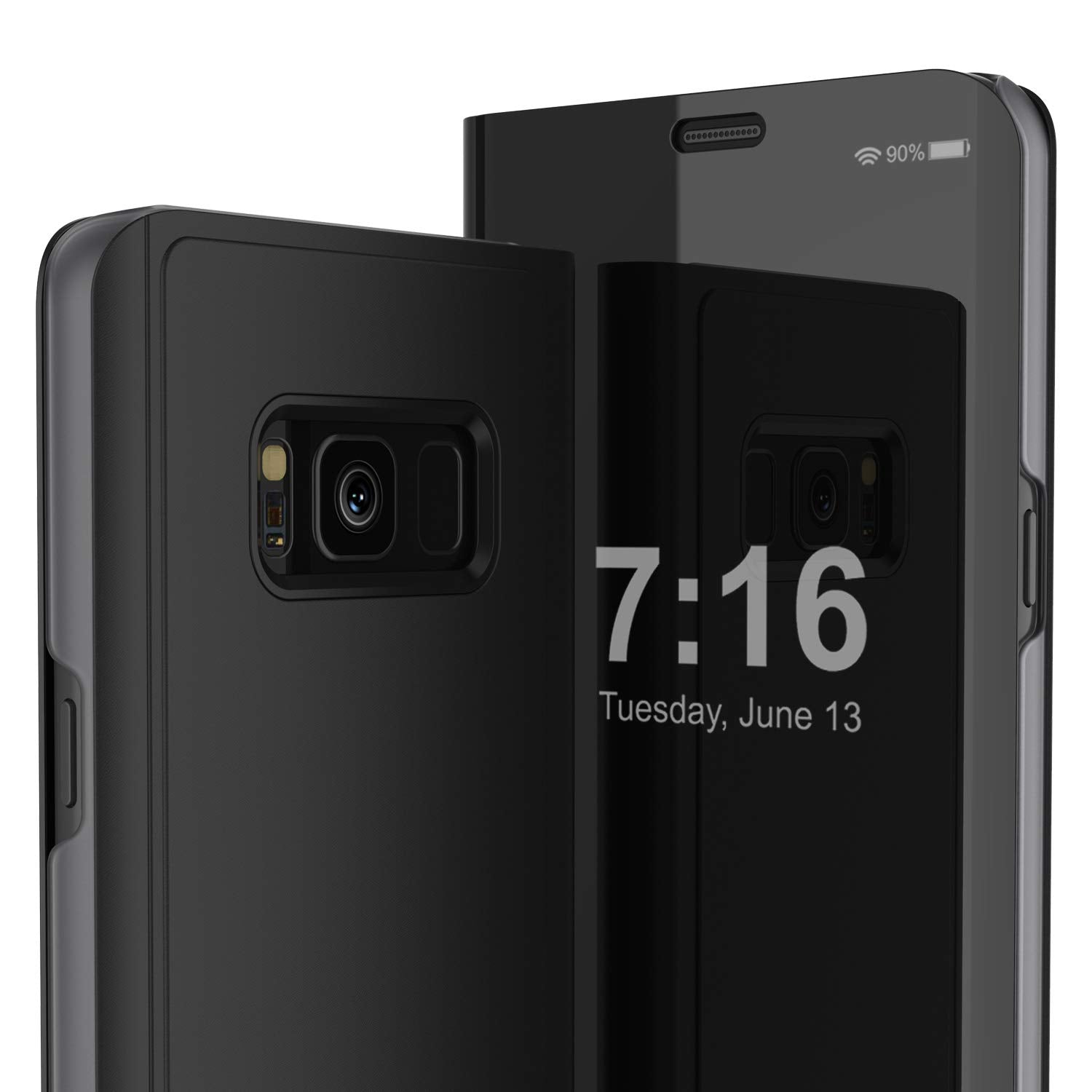 Punkcase S8  Reflector Case Protective Flip Cover [Black]