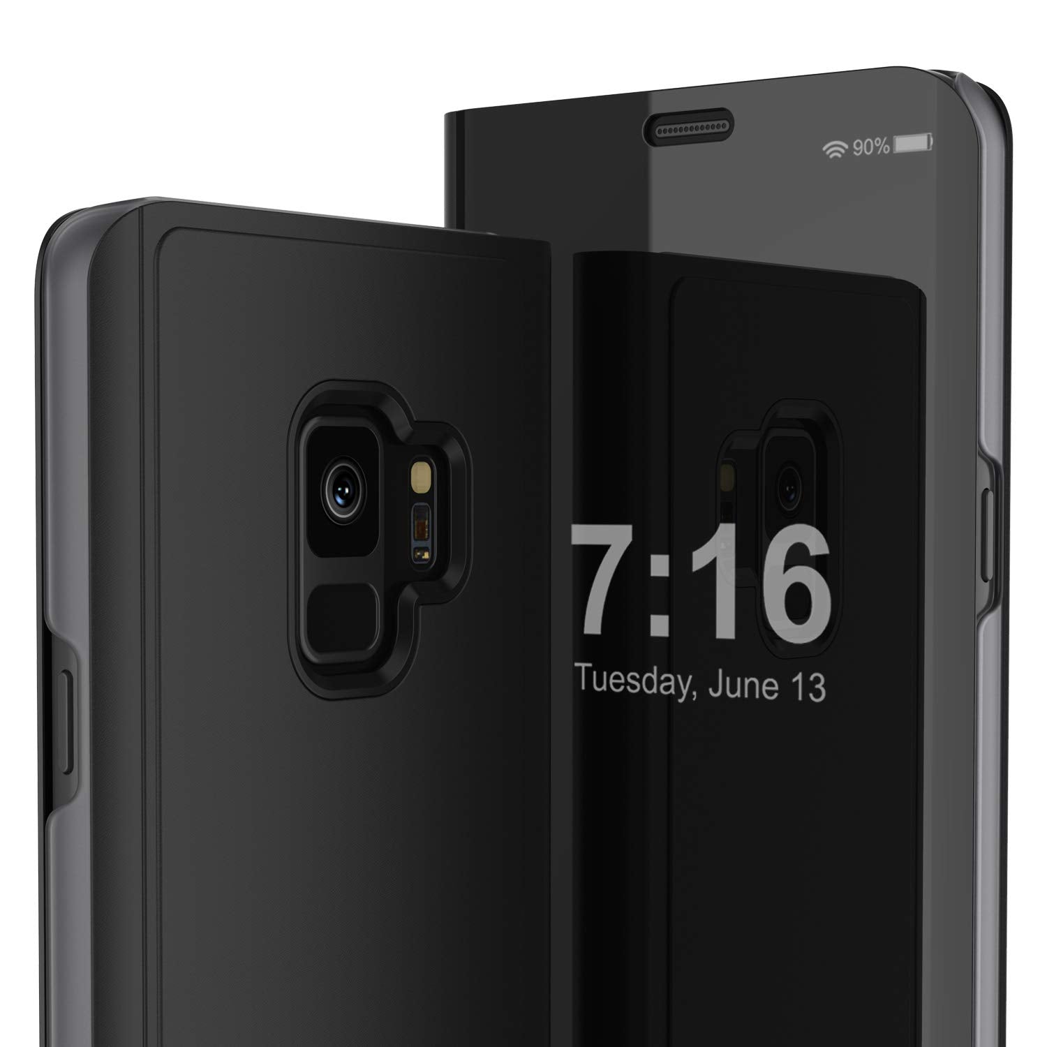 Punkcase S9  Reflector Case Protective Flip Cover [Black]