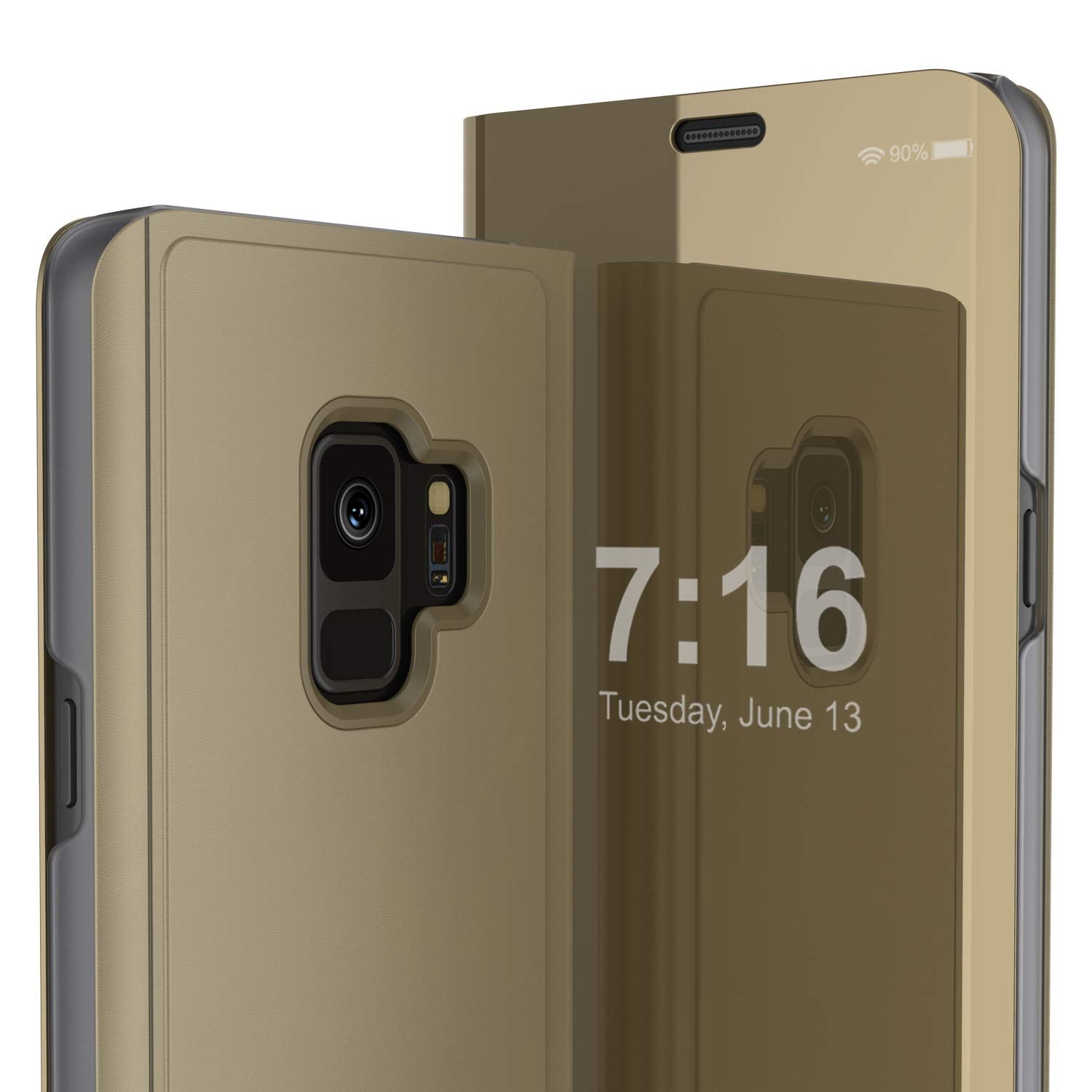 Punkcase S9  Reflector Case Protective Flip Cover [Gold]