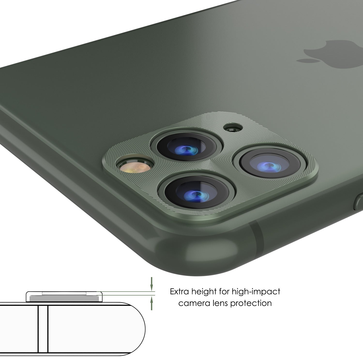 Punkcase iPhone 11 Pro Max Camera Protector Ring [Green]