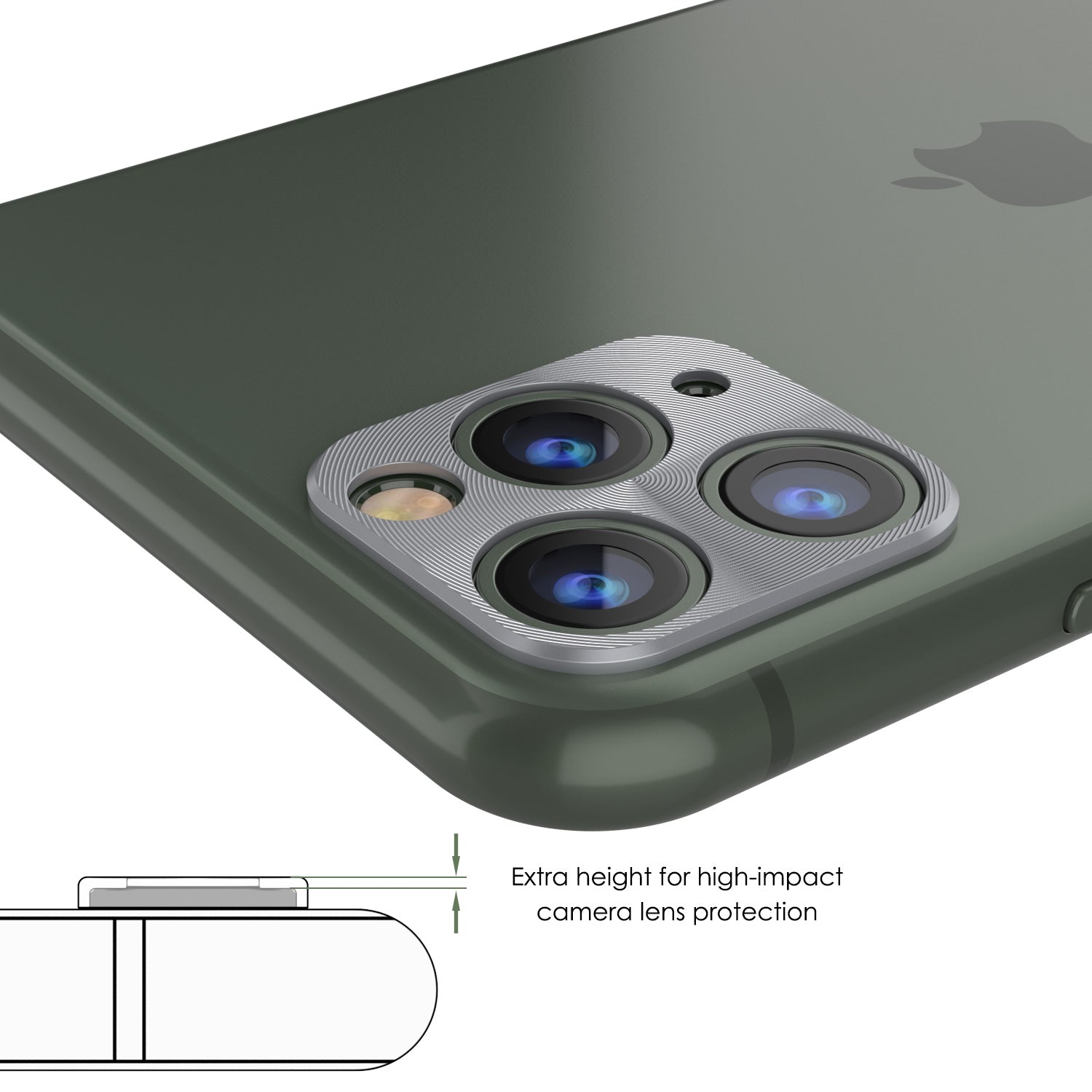 Punkcase iPhone 11 Pro Max Camera Protector Ring [Silver]