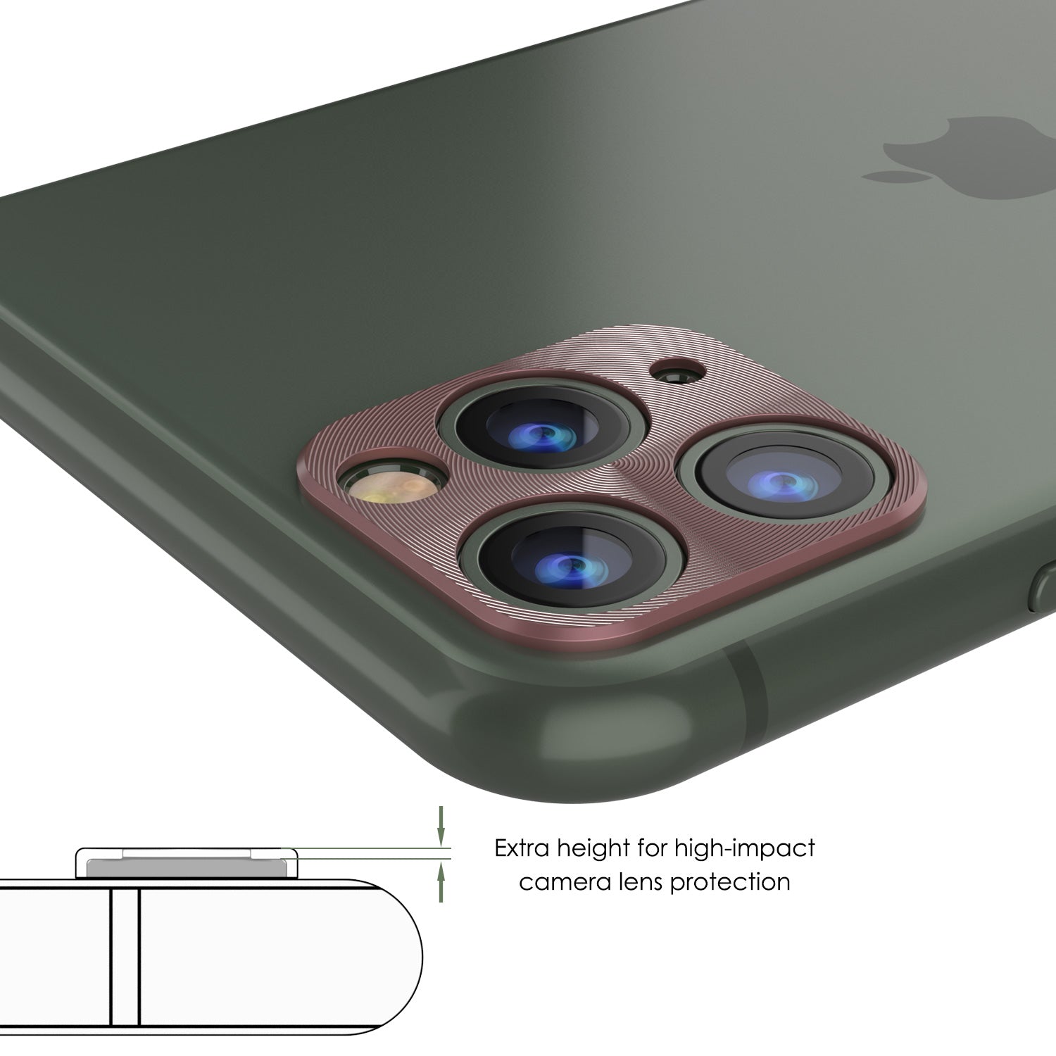 Punkcase iPhone 11 Pro Max Camera Protector Ring [Rose-Gold]