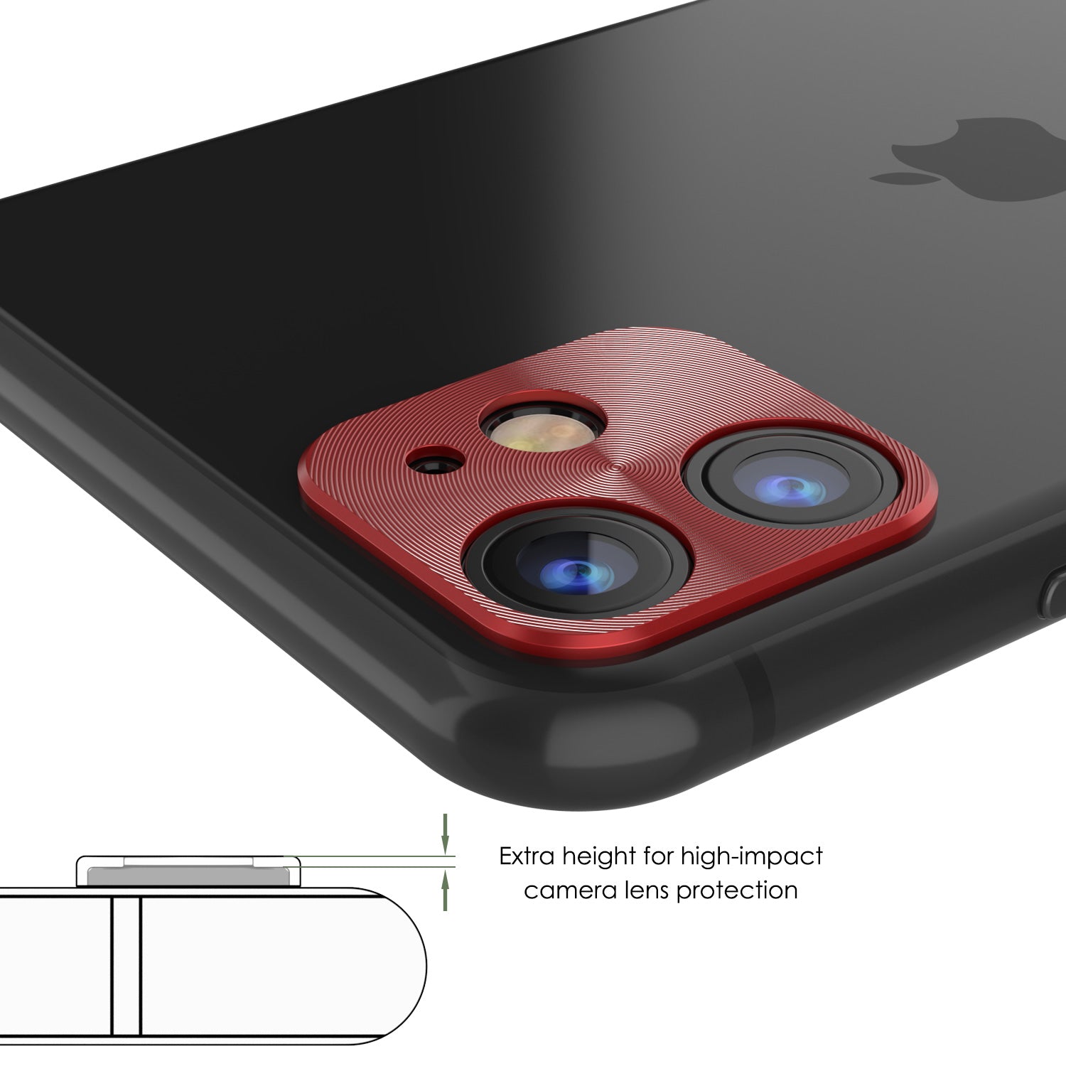 Punkcase iPhone 11 Camera Protector Ring [Red]