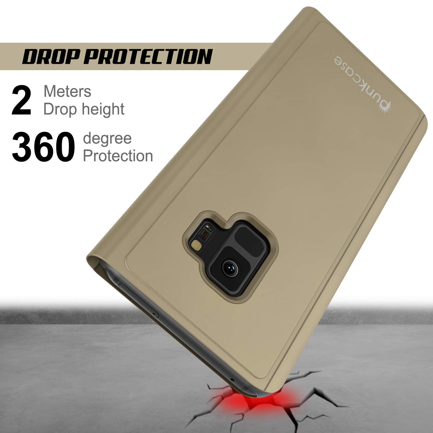 Punkcase S9  Reflector Case Protective Flip Cover [Gold]