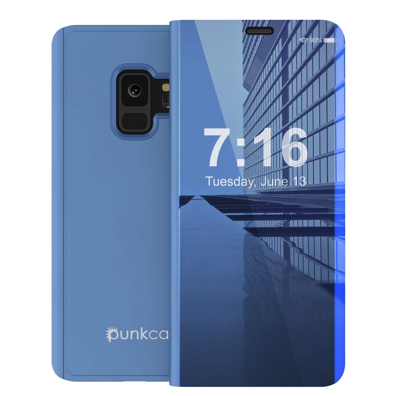 Punkcase S9  Reflector Case Protective Flip Cover [Blue]