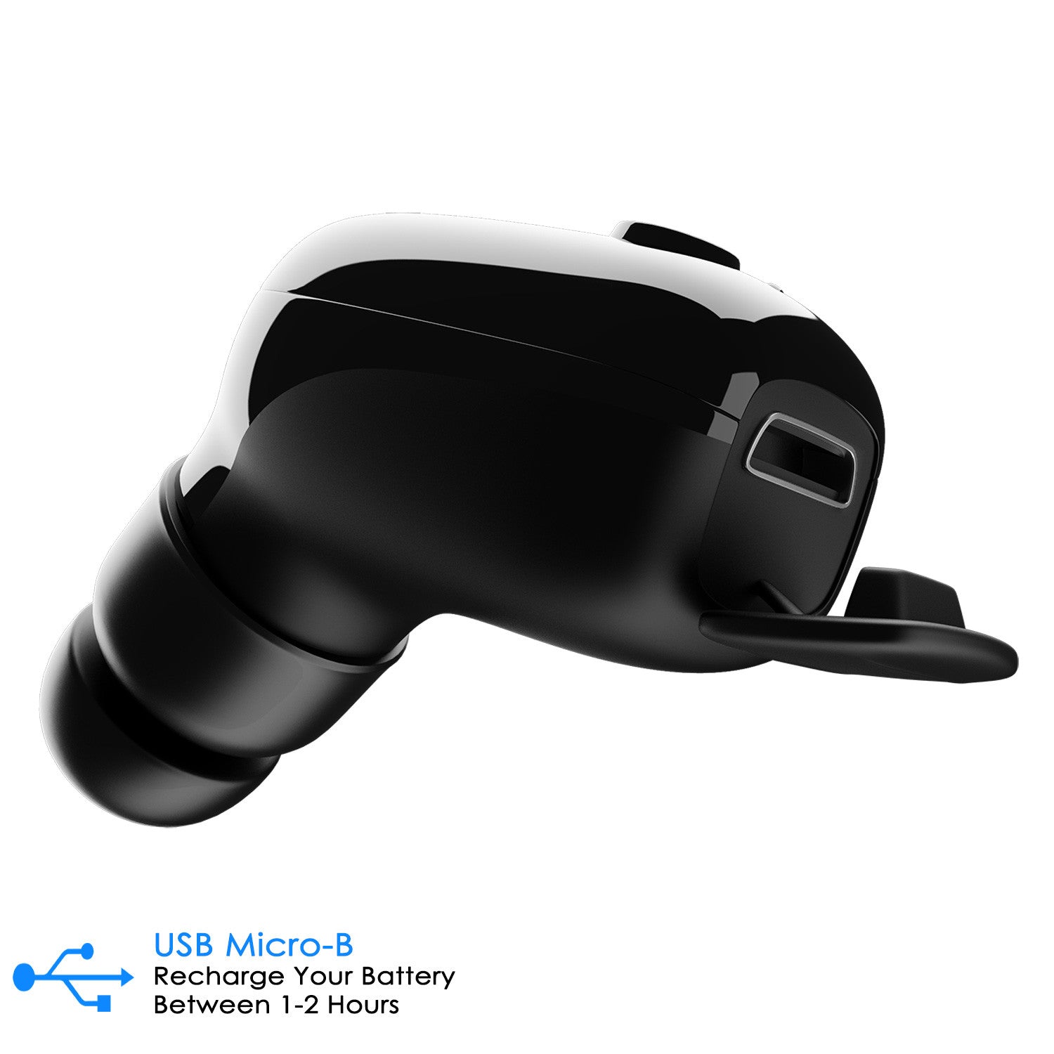 Punkcase EarStud Bluetooth Headphone, Wireless Waterproof Earbud Ultra Light & Comfortable Headset (jet black)