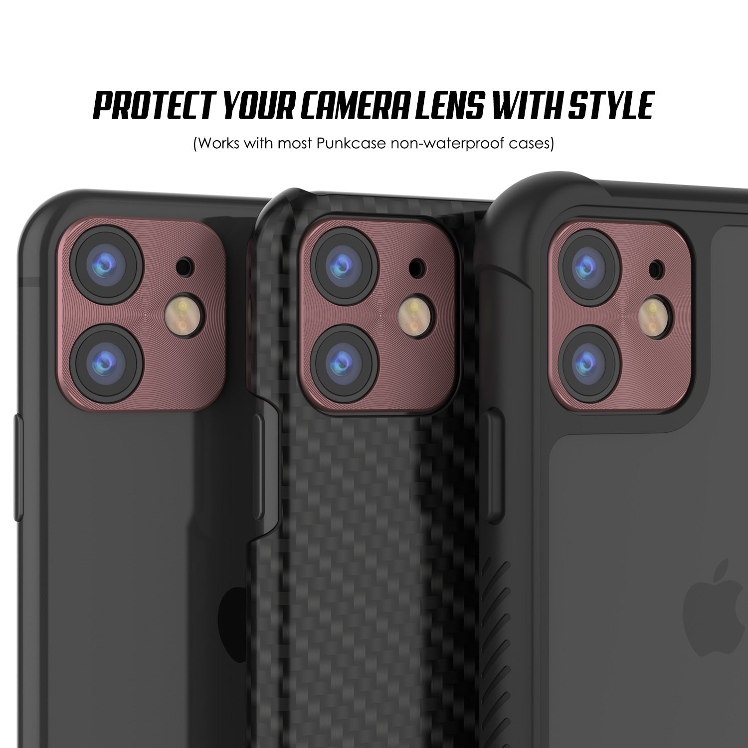 Punkcase iPhone 11 Camera Protector Ring [Rose-Gold]