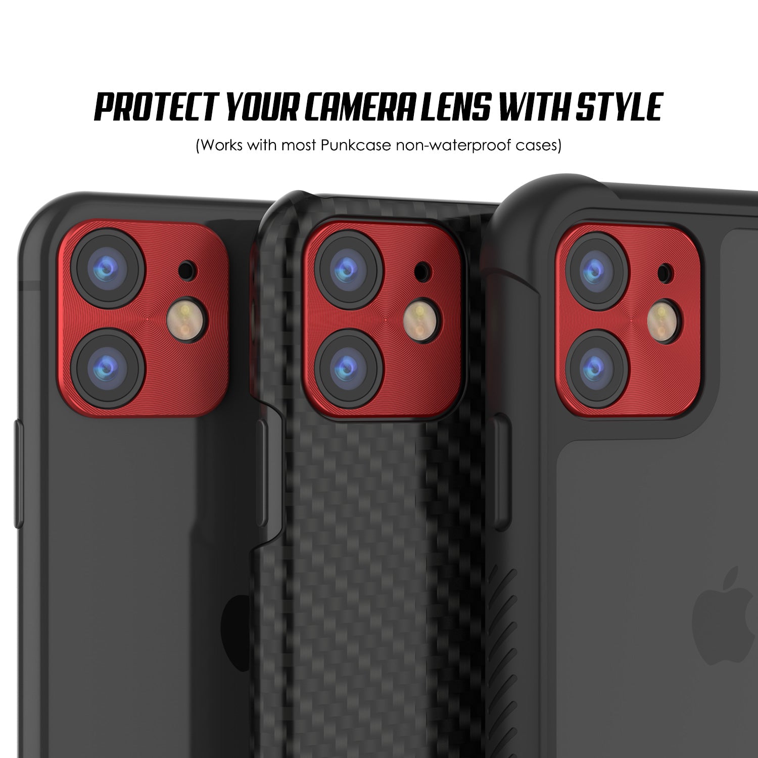 Punkcase iPhone 11 Camera Protector Ring [Red]
