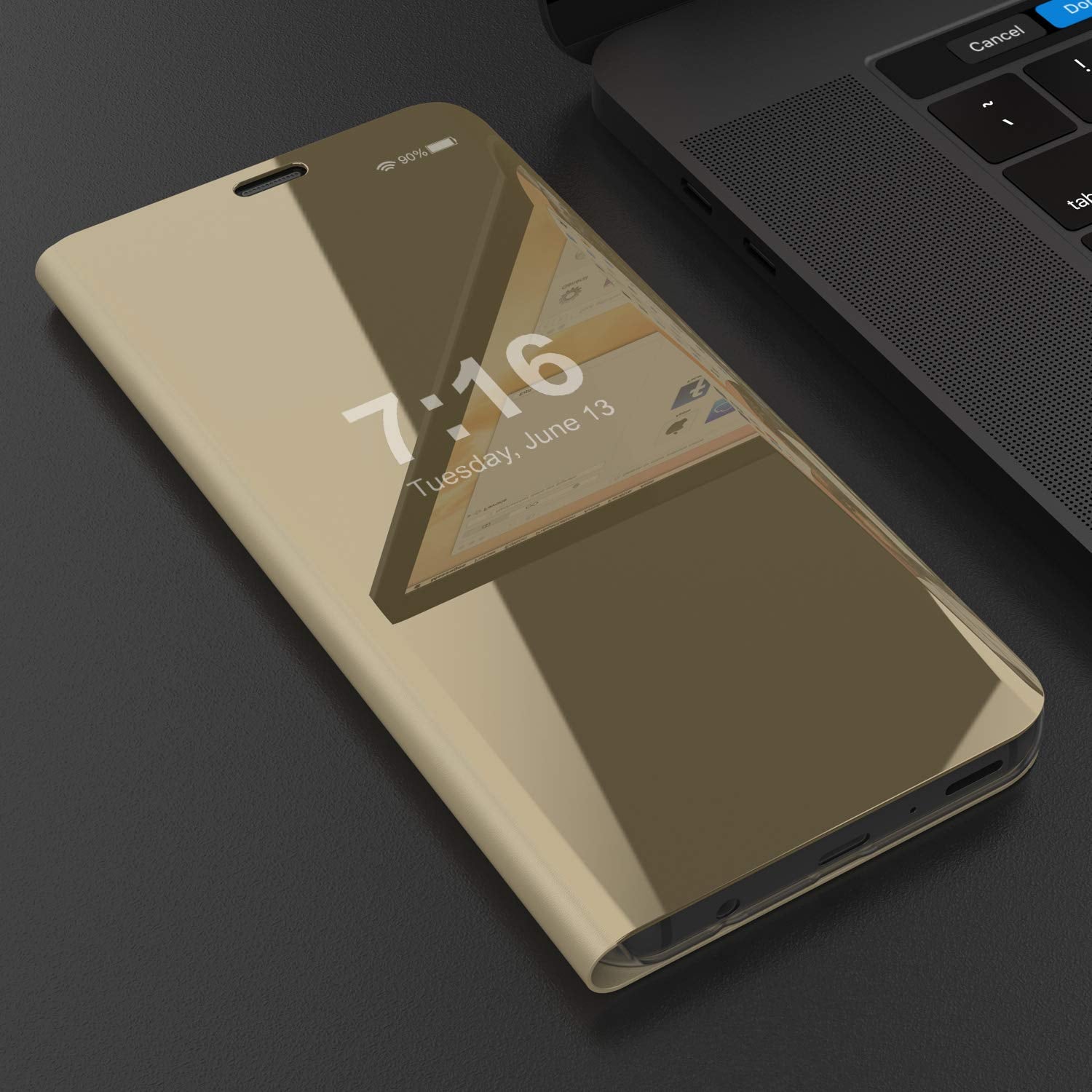 Punkcase S8 Plus Reflector Case Protective Flip Cover [Gold]