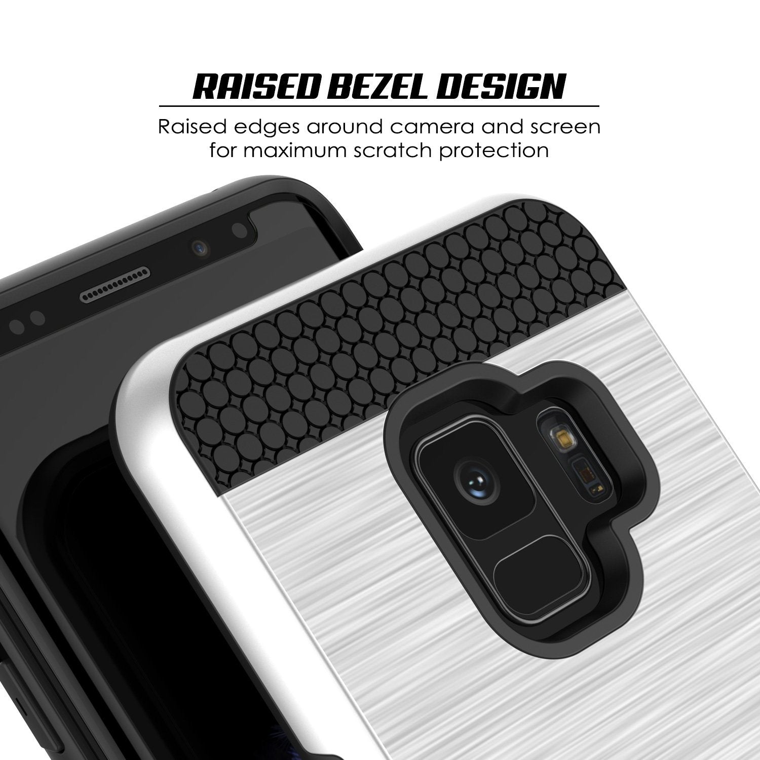 Galaxy S9 Case, PUNKcase [SLOT Series] [Slim Fit] Dual-Layer Armor Cover w/Integrated Anti-Shock System, Credit Card Slot & Screen Protector [White]