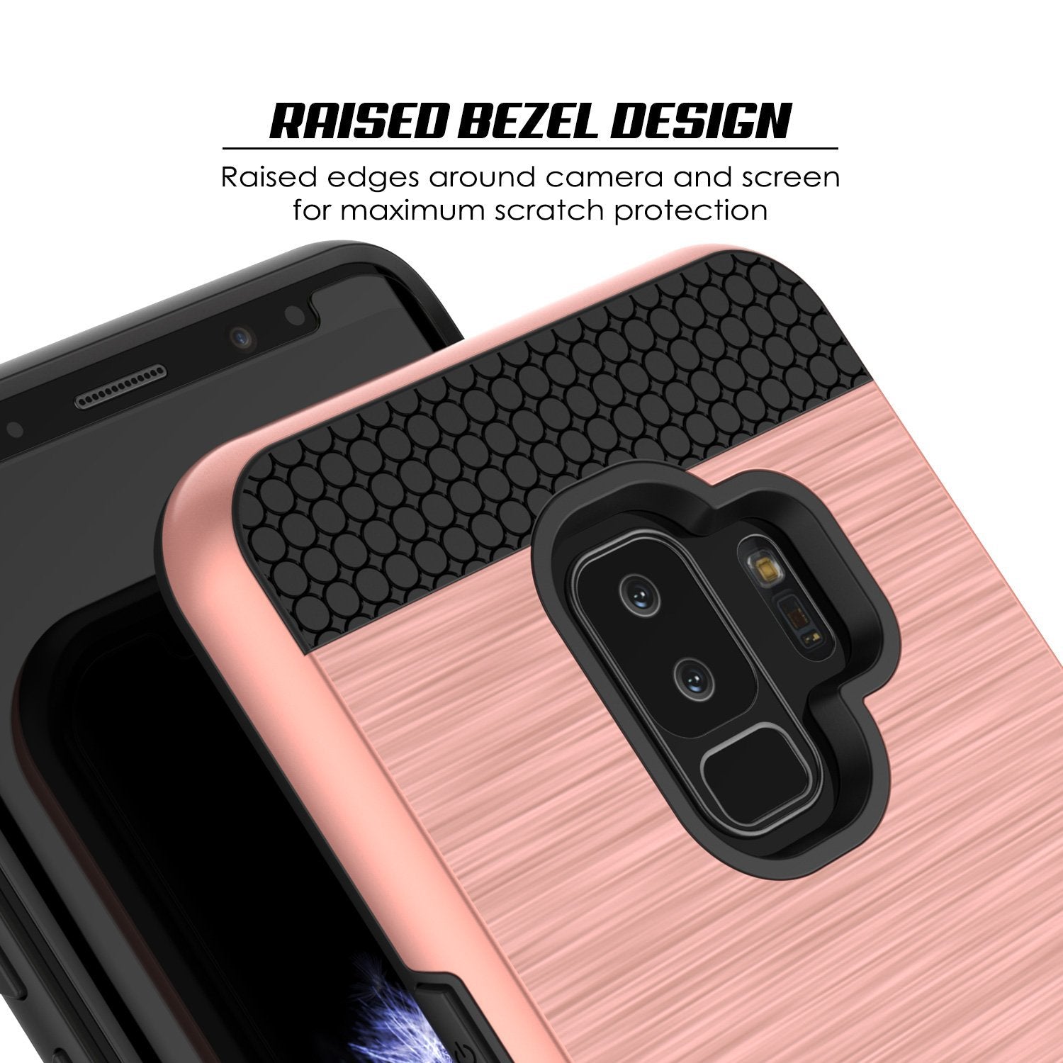 Galaxy S9 Plus Case, PUNKcase [SLOT Series] [Slim Fit] Dual-Layer Armor Rose Gold Cover