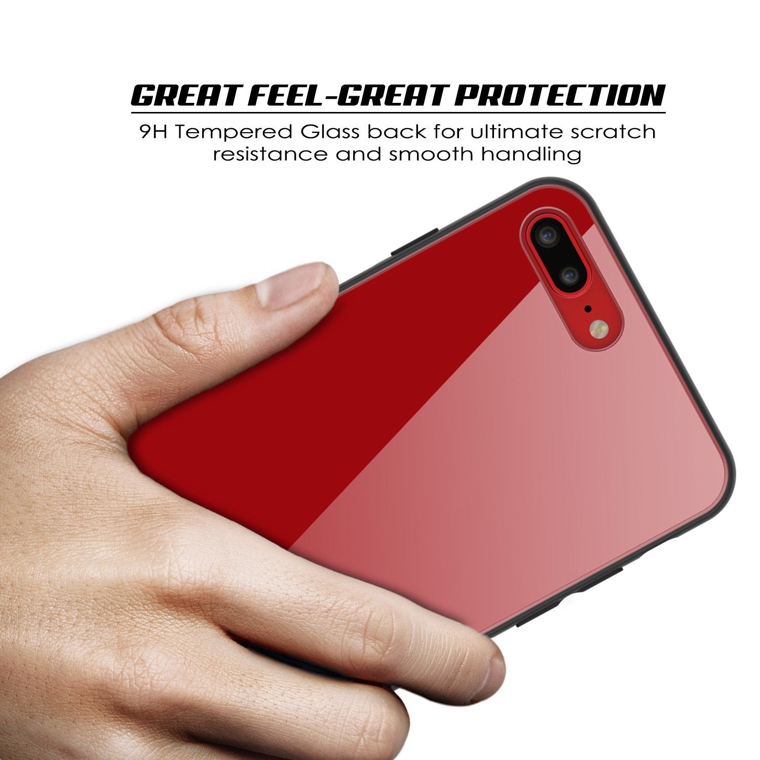 iPhone 8 PLUS Case, Punkcase GlassShield Ultra Thin Protective 9H Full Body Tempered Glass Cover(Red)