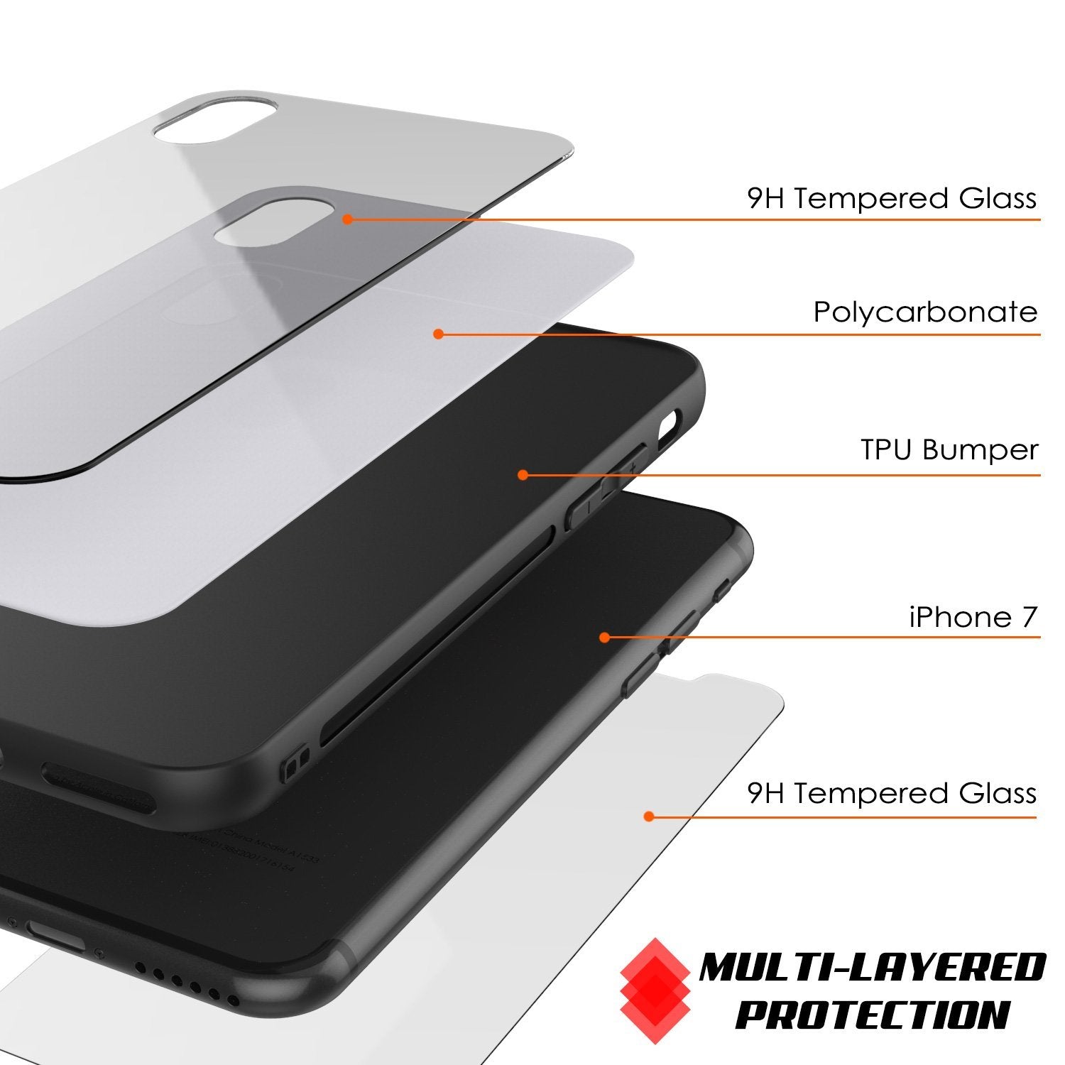 iPhone 8 Case, Punkcase GlassShield Ultra Thin Protective 9H Full Body Tempered Glass (White)