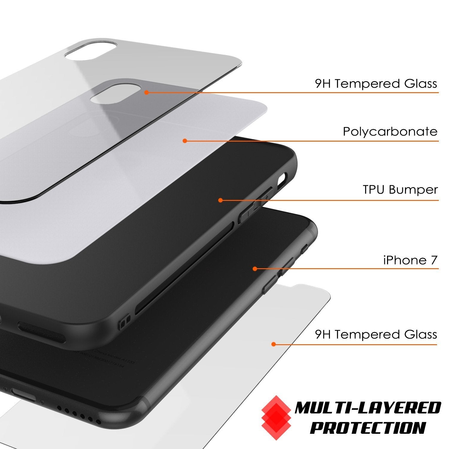 iPhone SE (4.7") Case, Punkcase GlassShield Ultra Thin Protective 9H Full Body Tempered Glass Cover W/ Drop Protection & Non Slip Grip for Apple iPhone 7 / Apple iPhone SE (4.7") (White)