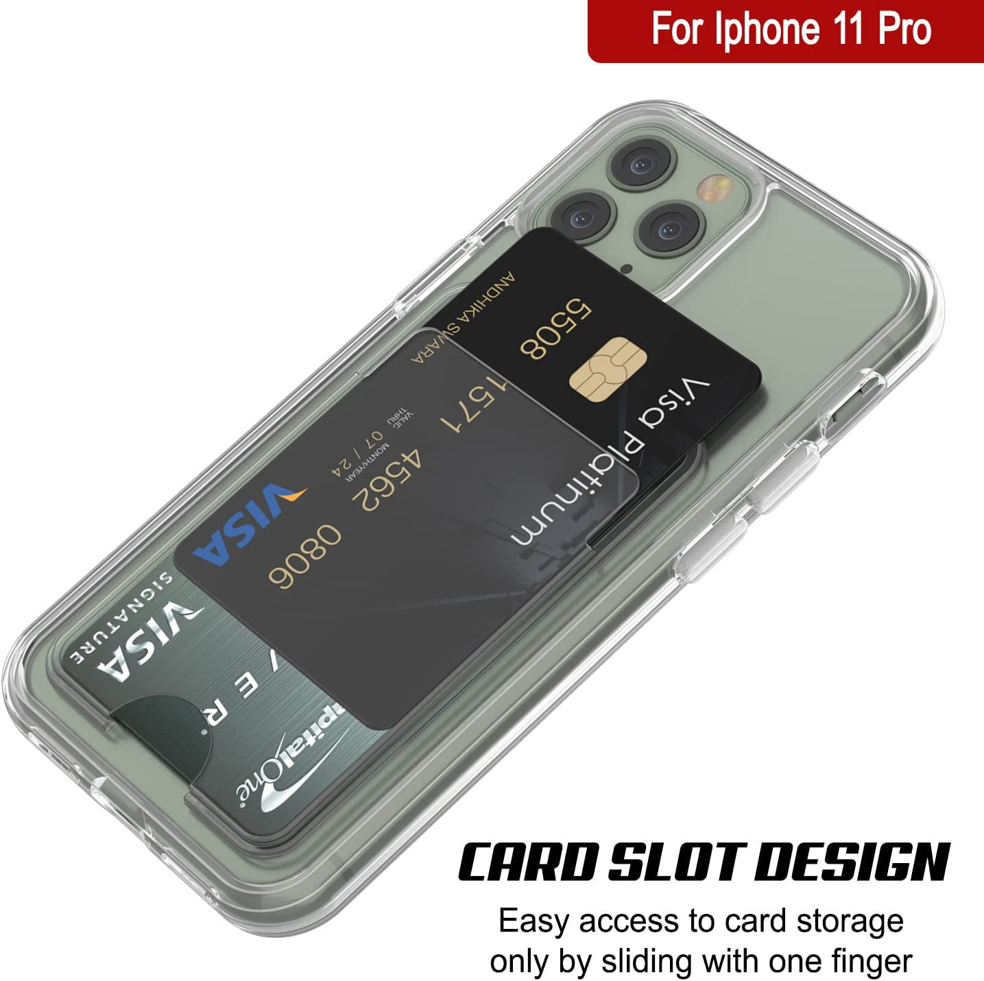 iPhone 11 Pro Card Holder Case [Crystal CardSlot Series] [Slim Fit]