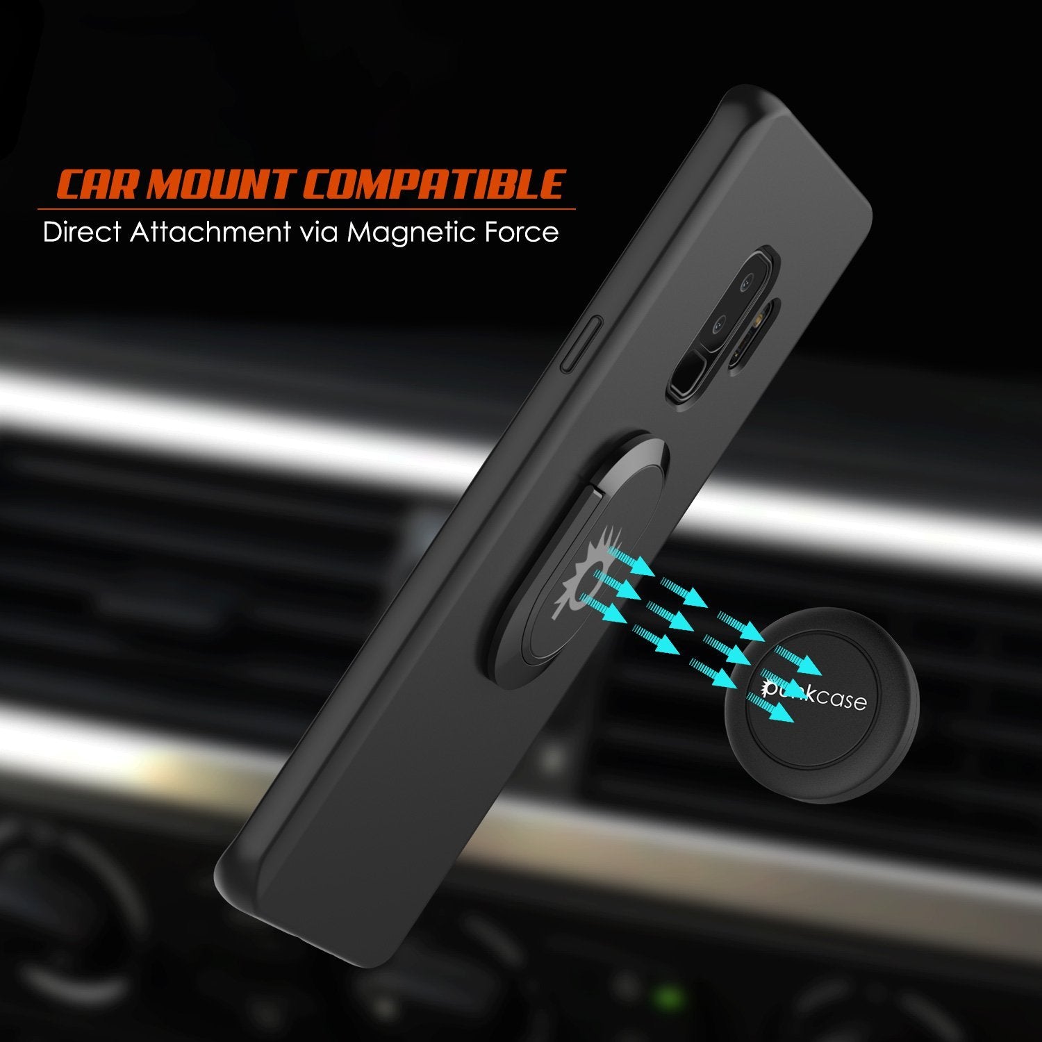 Galaxy S9 Plus, Punkcase Magnetix Protective TPU Cover W/ Kickstand, Sceen Protector[Black]