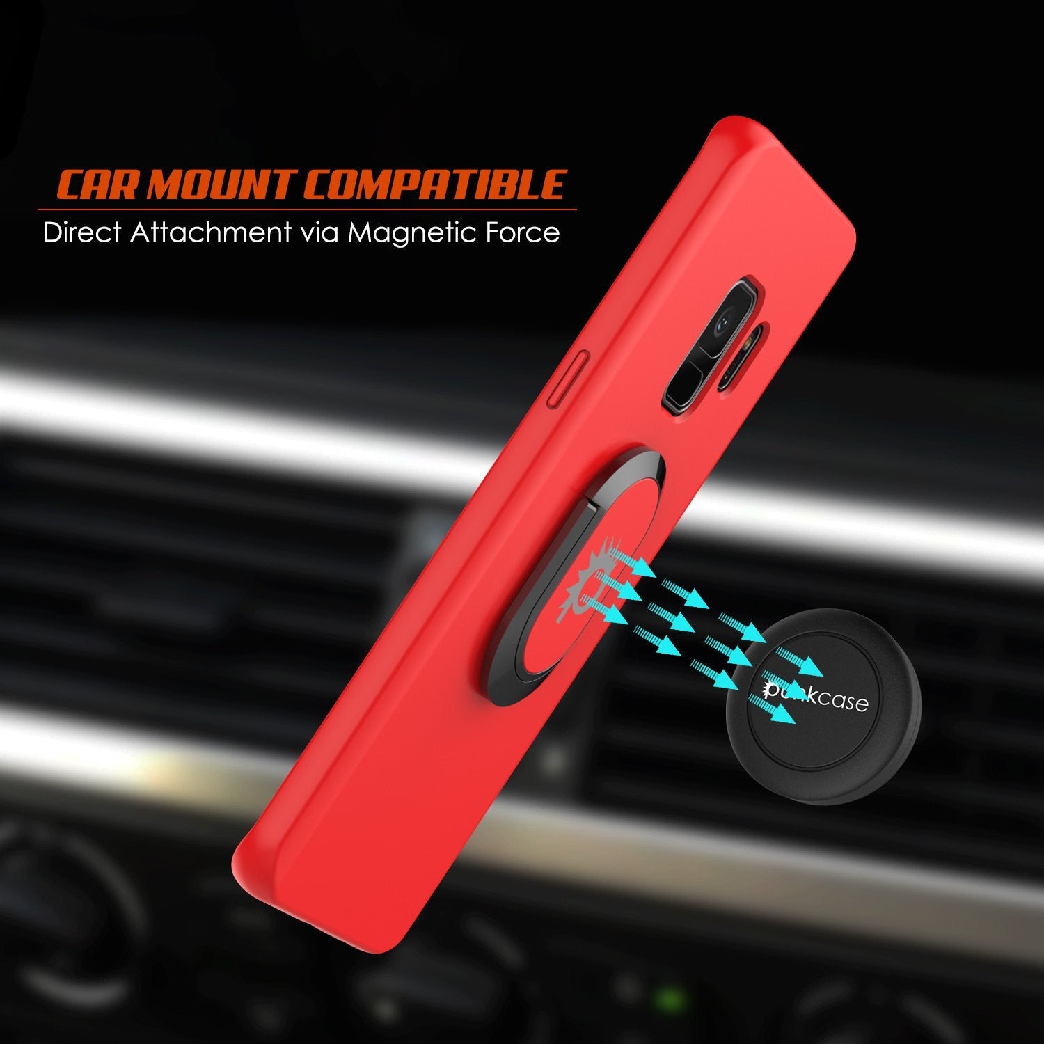 Galaxy S9 Case, Punkcase Magnetix Protective TPU Cover W/ Kickstand, Sceen Protector[Red]