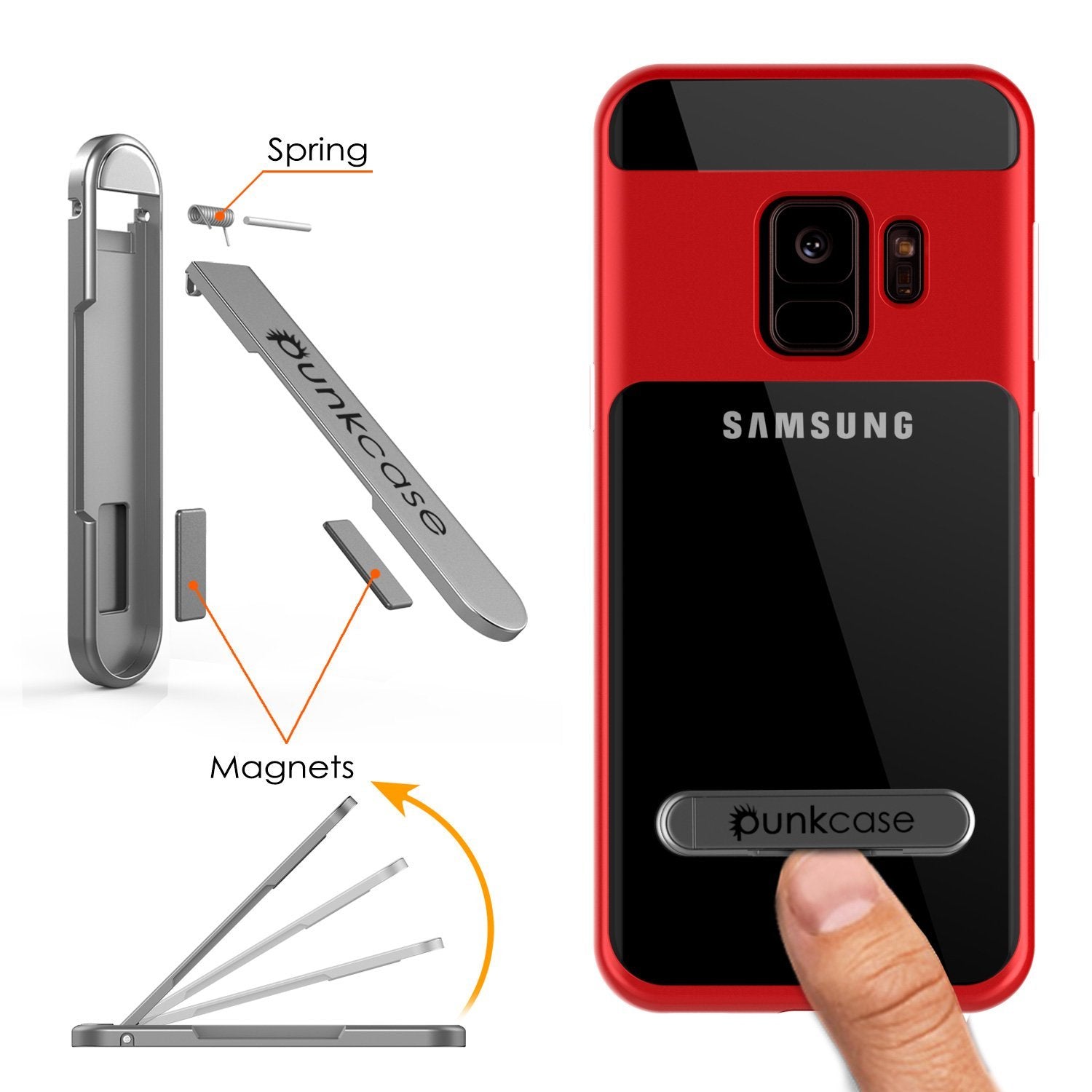 Galaxy S9 Case, PUNKcase [LUCID 3.0 Series] [Slim Fit] Armor Cover w/ Integrated Screen Protector [Red]