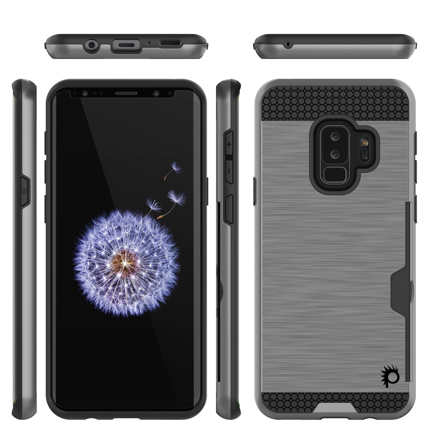 Galaxy S9 Plus Case, PUNKcase [SLOT Series] [Slim Fit] Dual-Layer Armor Grey Cover