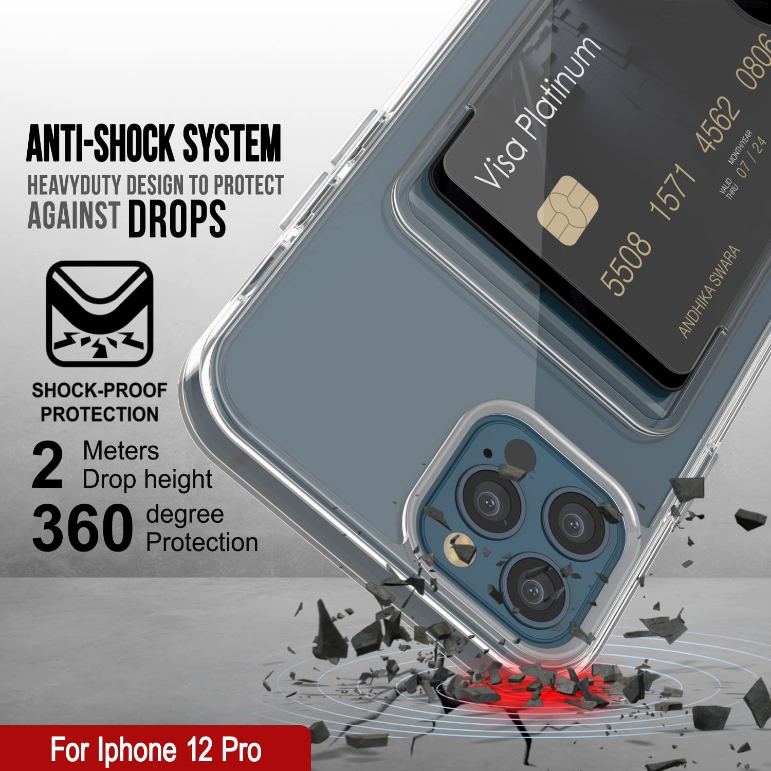 iPhone 12 Pro Card Holder Case [Crystal CardSlot Series] [Slim Fit]