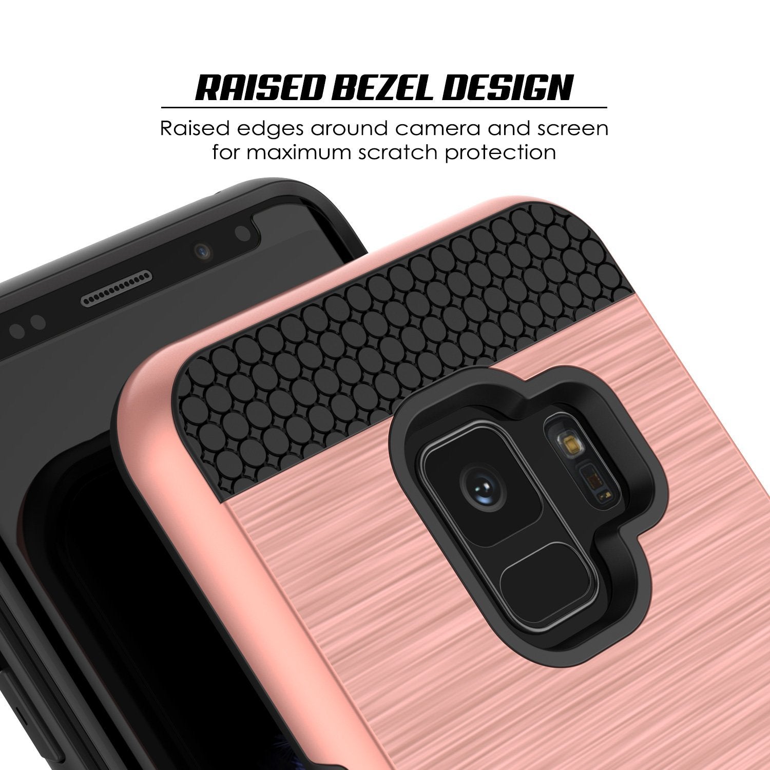 Galaxy S9 Case, PUNKcase [SLOT Series] [Slim Fit] Dual-Layer Armor Cover w/Integrated Anti-Shock System, Credit Card Slot [Rose Gold]