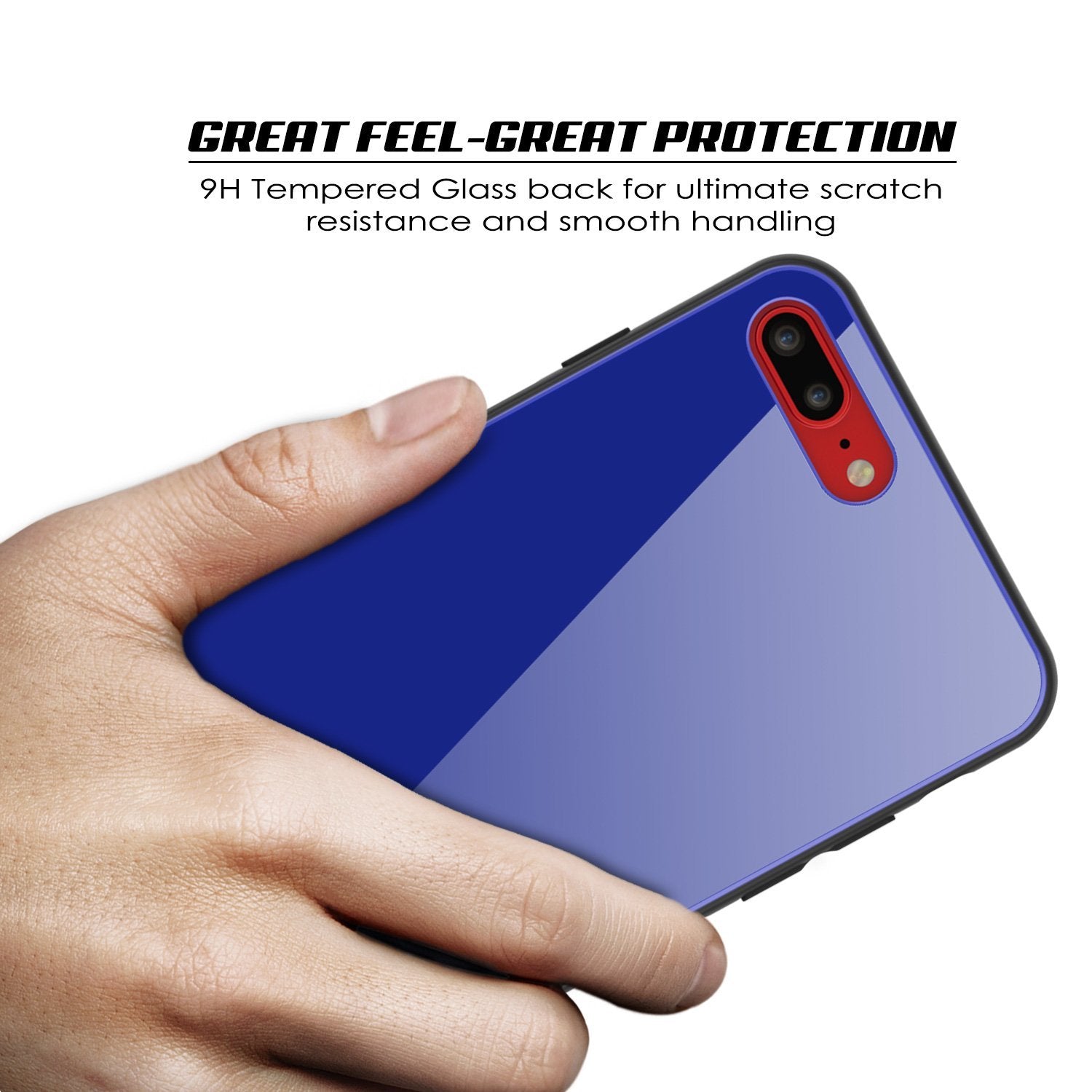 iPhone 8 PLUS Case, Punkcase GlassShield Ultra Thin Protective 9H Full Body Tempered Glass Cover(Blue)