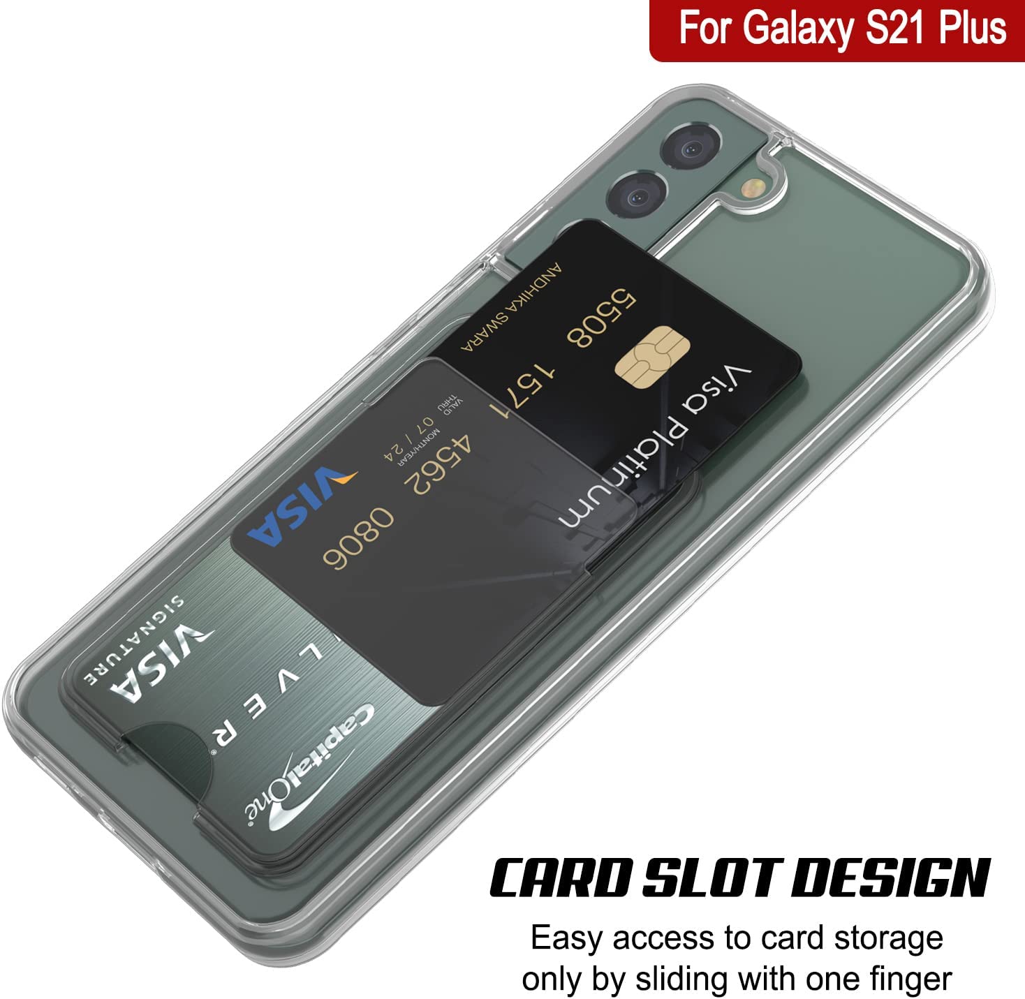 Galaxy S22 Plus Card Holder Case [Crystal CardSlot Series] [Slim Fit]