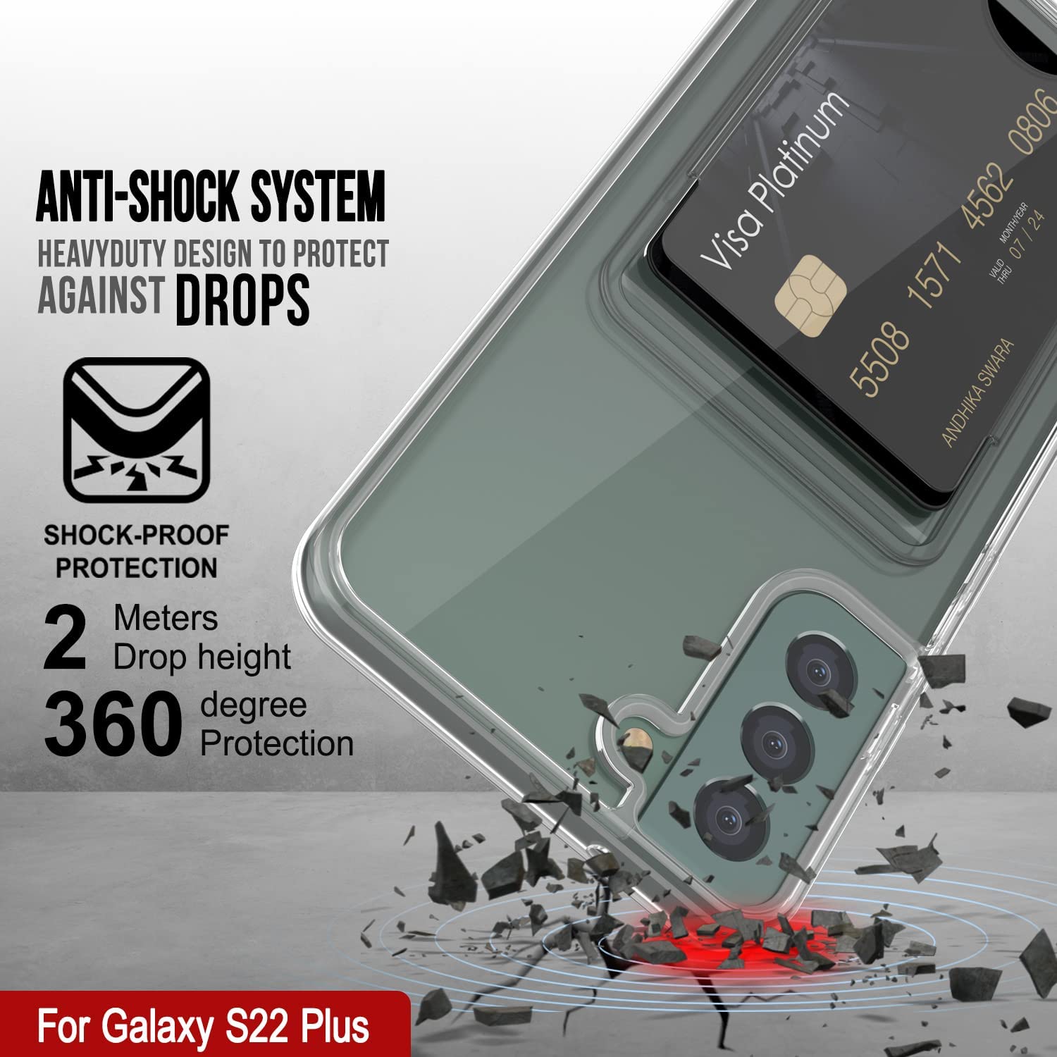 Galaxy S22 Plus Card Holder Case [Crystal CardSlot Series] [Slim Fit]