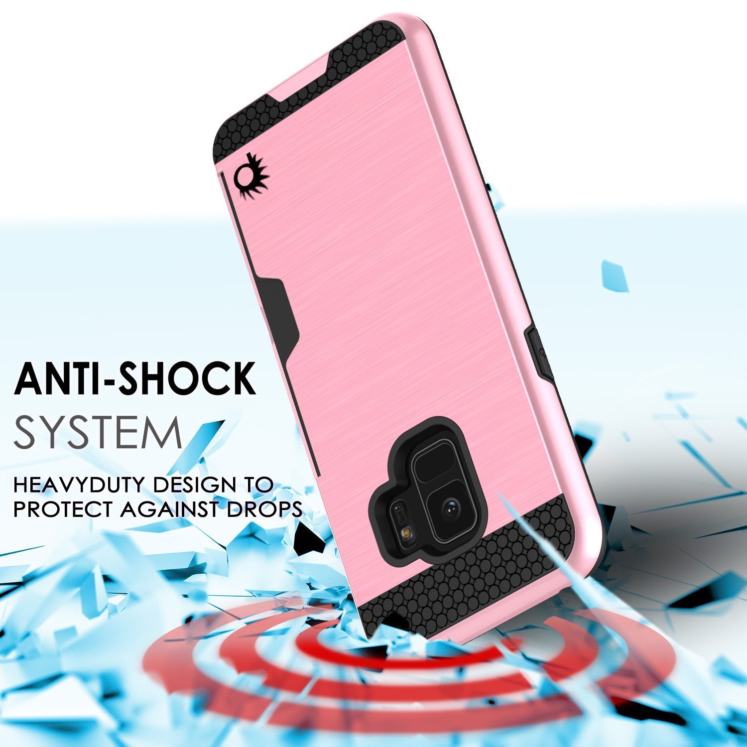 Galaxy S9 Case, PUNKcase [SLOT Series] [Slim Fit] Dual-Layer Armor Cover w/Integrated Anti-Shock System, Credit Card Slot [Pink]