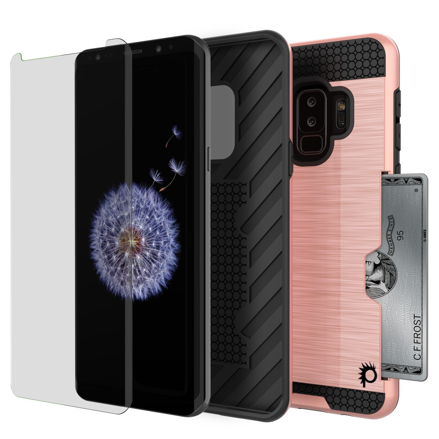Galaxy S9 Plus Case, PUNKcase [SLOT Series] [Slim Fit] Dual-Layer Armor Rose Gold Cover
