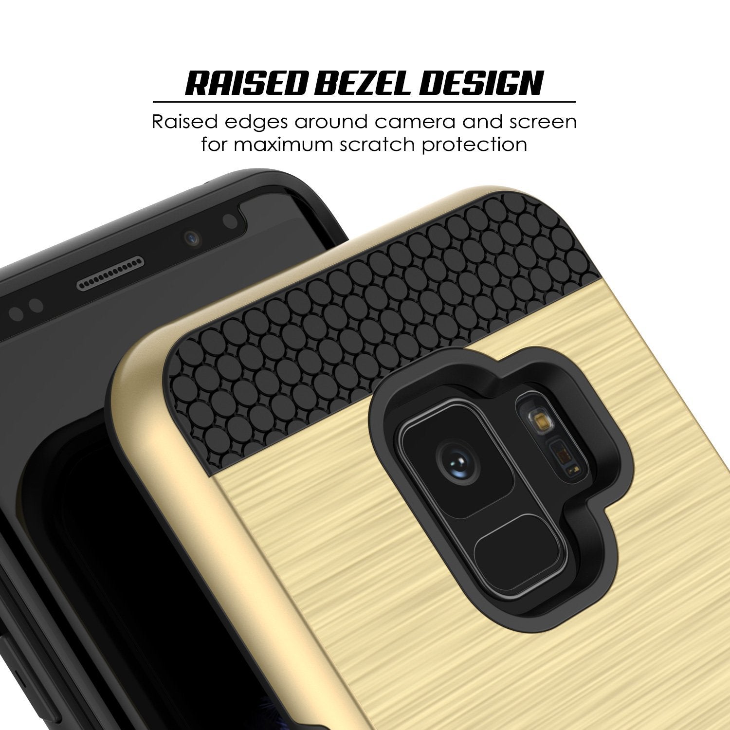 Galaxy S9 Case, PUNKcase [SLOT Series] [Slim Fit] Dual-Layer Armor Cover w/Integrated Anti-Shock System, Credit Card Slot [Gold]