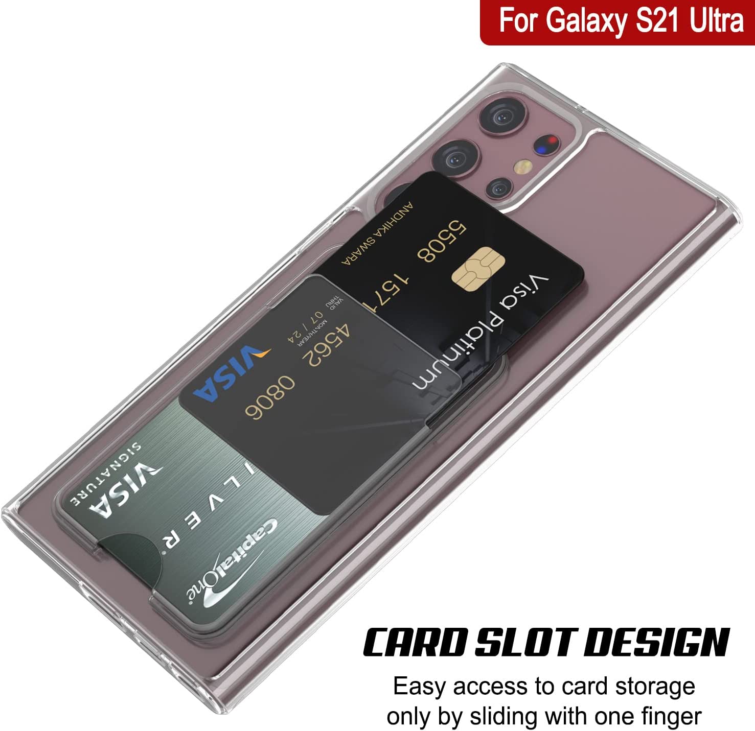 Galaxy S22 Ultra Card Holder Case [Crystal CardSlot Series] [Slim Fit]