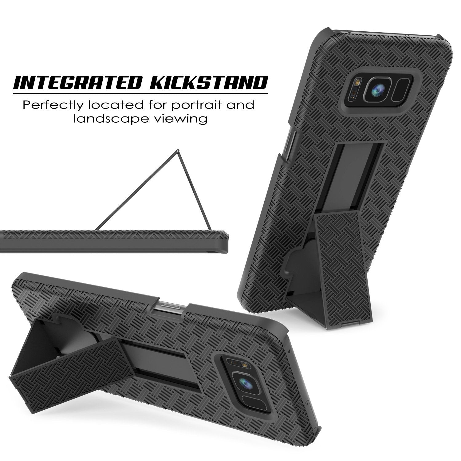 Punkcase Galaxy S8 Case, With PunkShield Glass Screen Protector, Holster Belt Clip
