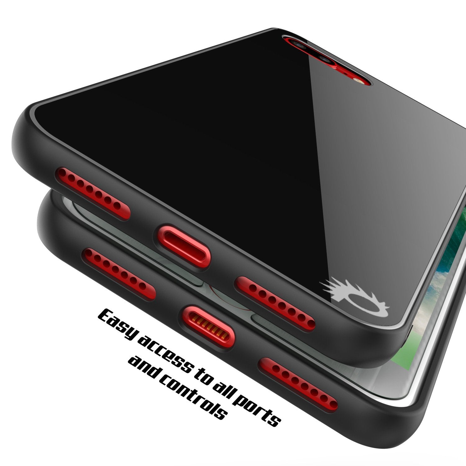 iPhone 8 PLUS Case, Punkcase GlassShield Ultra Thin Protective 9H Full Body Tempered Glass Cover(Black)