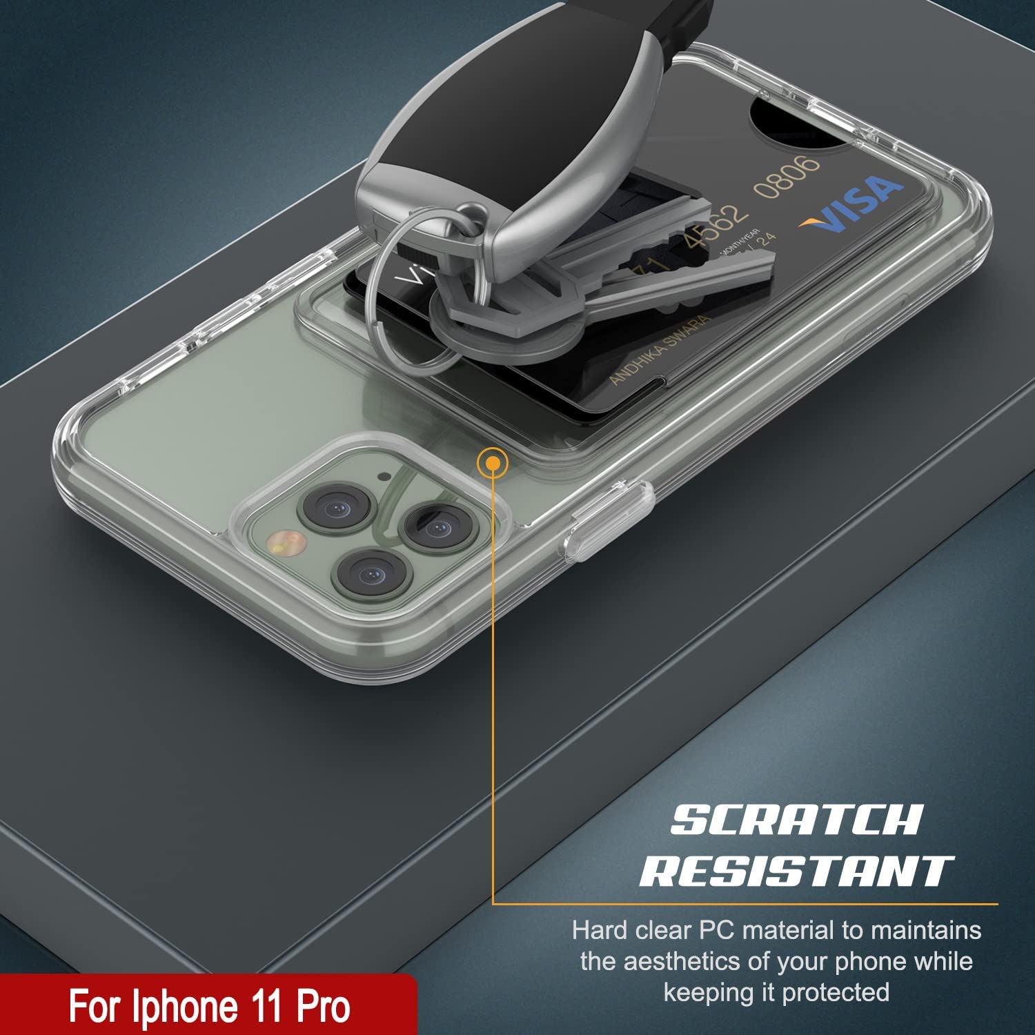 iPhone 11 Pro Card Holder Case [Crystal CardSlot Series] [Slim Fit]