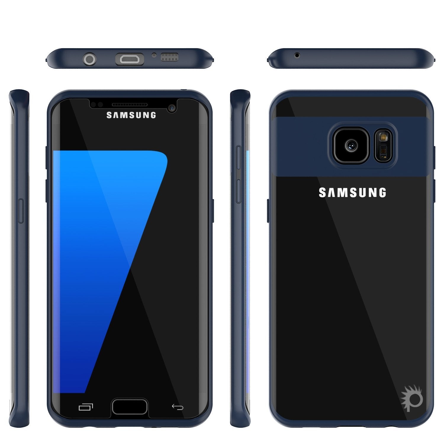 Galaxy S7 Edge Case [MASK Series] [NAVY] Full Body Hybrid Dual Layer TPU Cover W/ Protective PUNKSHIELD Screen Protector